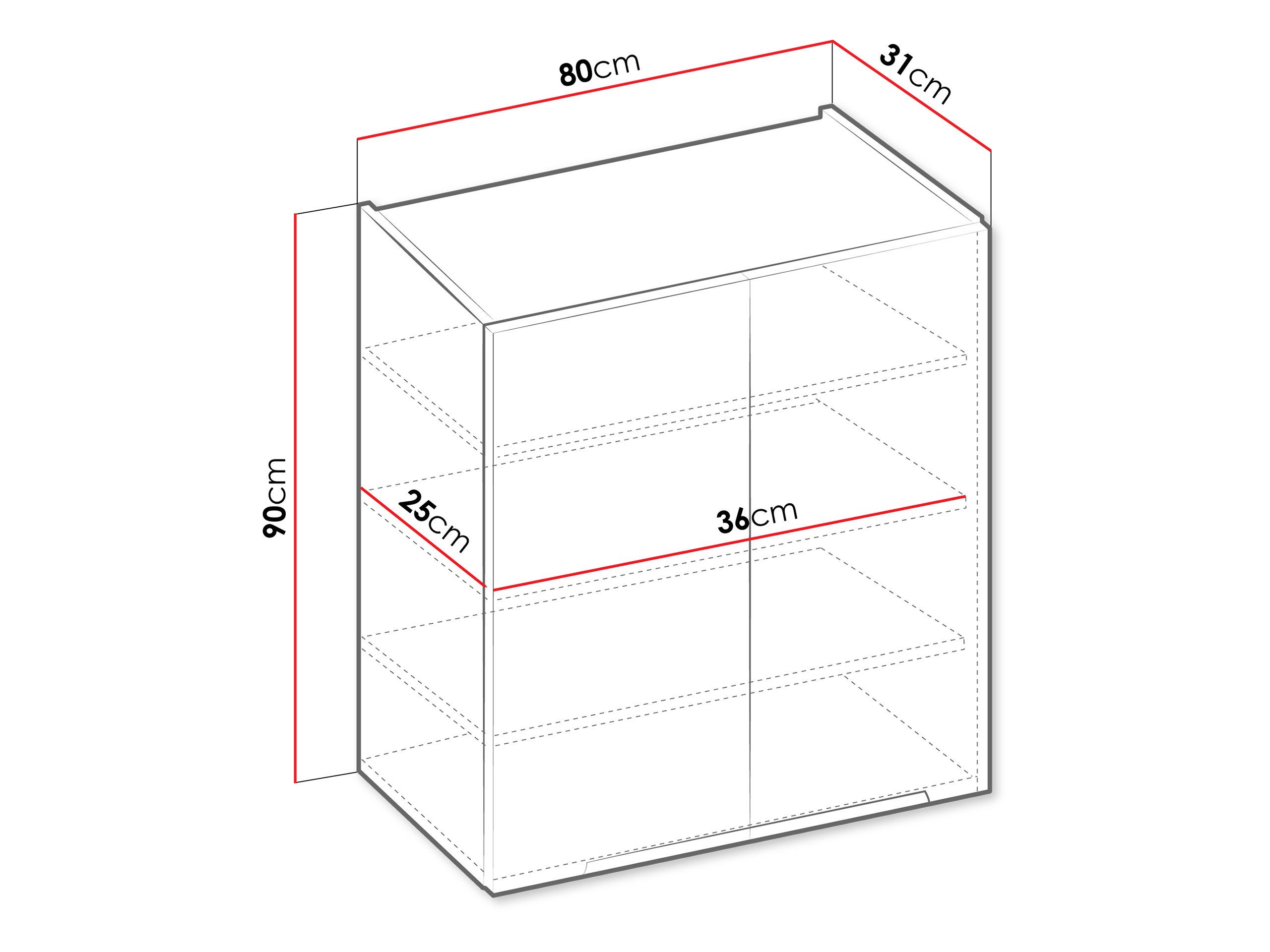 MIRJAN24 Hängeschrank Solea 80 G-90 2F (mit zwei Drehtüren) Metallgriff in der Farbe Schwarz – Bild 3 von 5