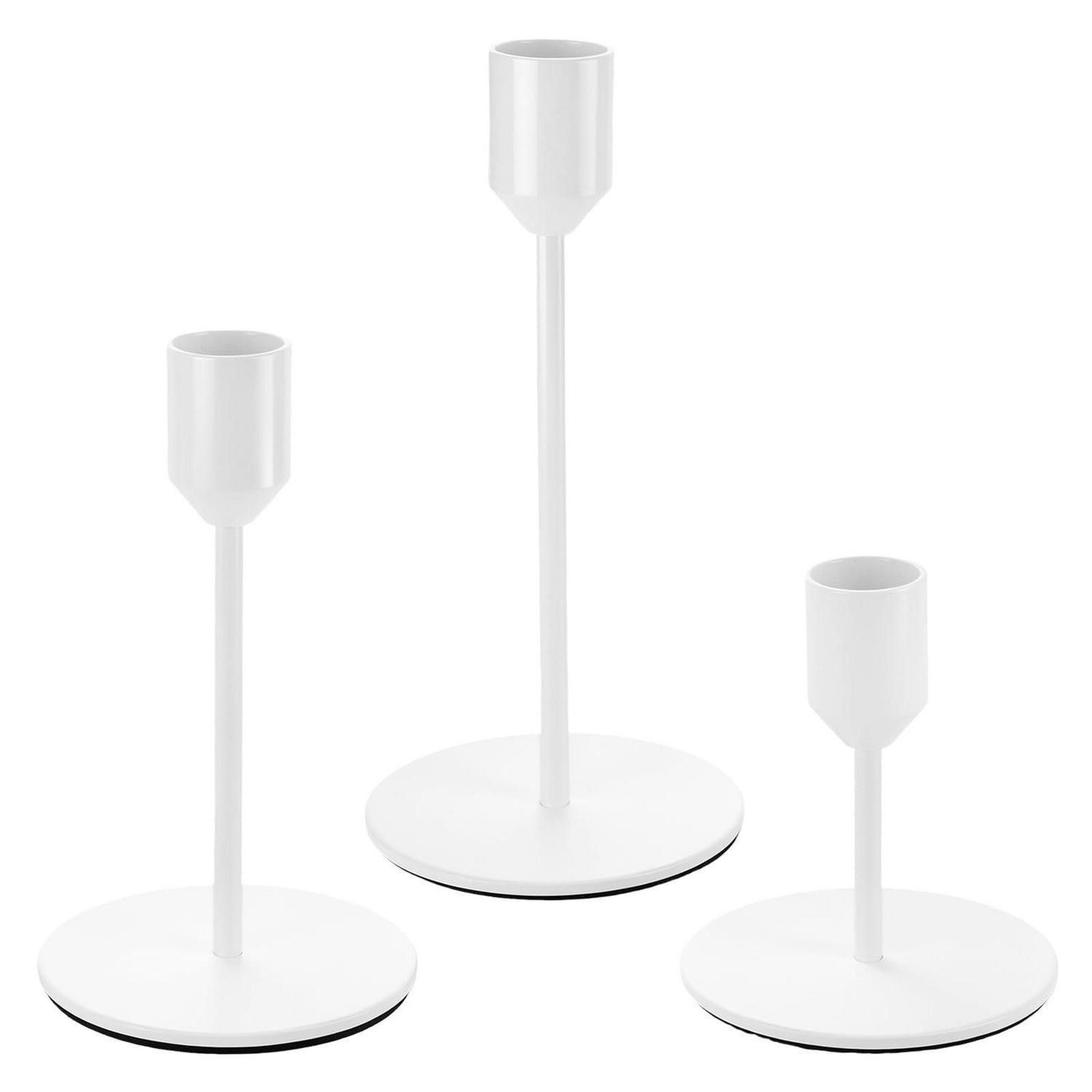 LuxusKollektion Kerzenständer Kerzenständer 3er Set Weiß Kegelform Eisen Aluminium
