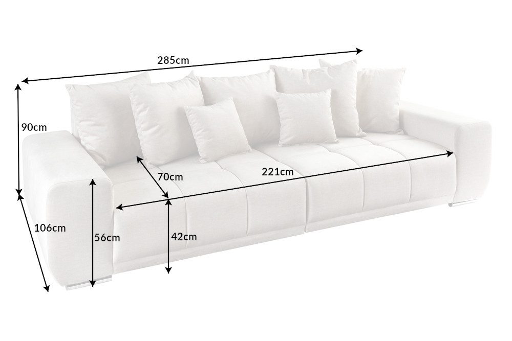 riess-ambiente Big-Sofa ELEGANCIA 285cm champagner/beige - Vogue Velours Samt, Federkern, FSC, Einzelartikel 1 Teile, XXL Couch mit Rundumbezug & inkl. Kissen - ideal für Wohn- & TV-Zimmer. Reduzierter Preis € 899,95. Unverbindliche Preisempfehlung € 999,00