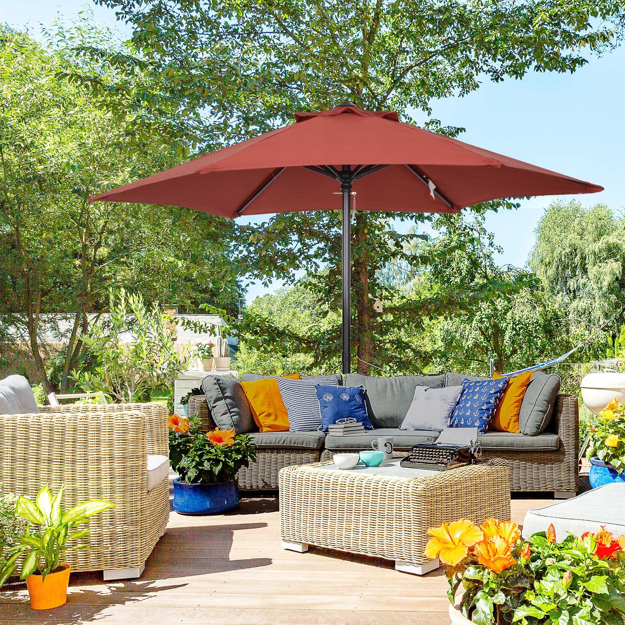 Outsunny Sonnenschirm sechseckig, windfest, stabil, LxB: 196x196 cm, Balkon günstig online kaufen