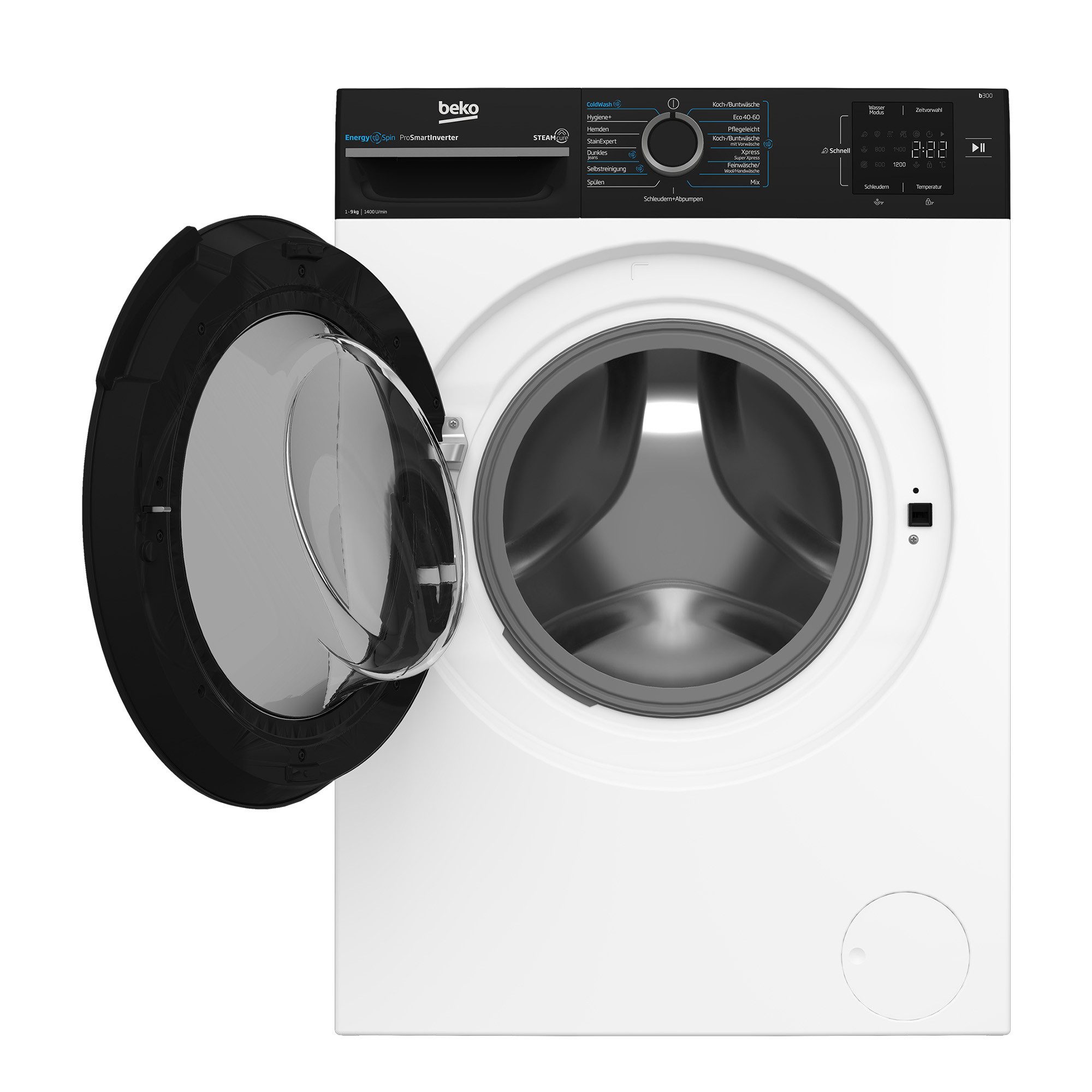 BEKO Waschmaschine BM3WFU3941R, 9 kg, 1400 U/min, AddXtra Nachlegefunktion, Hygiene+ (allergikergeeignet), Coldwash