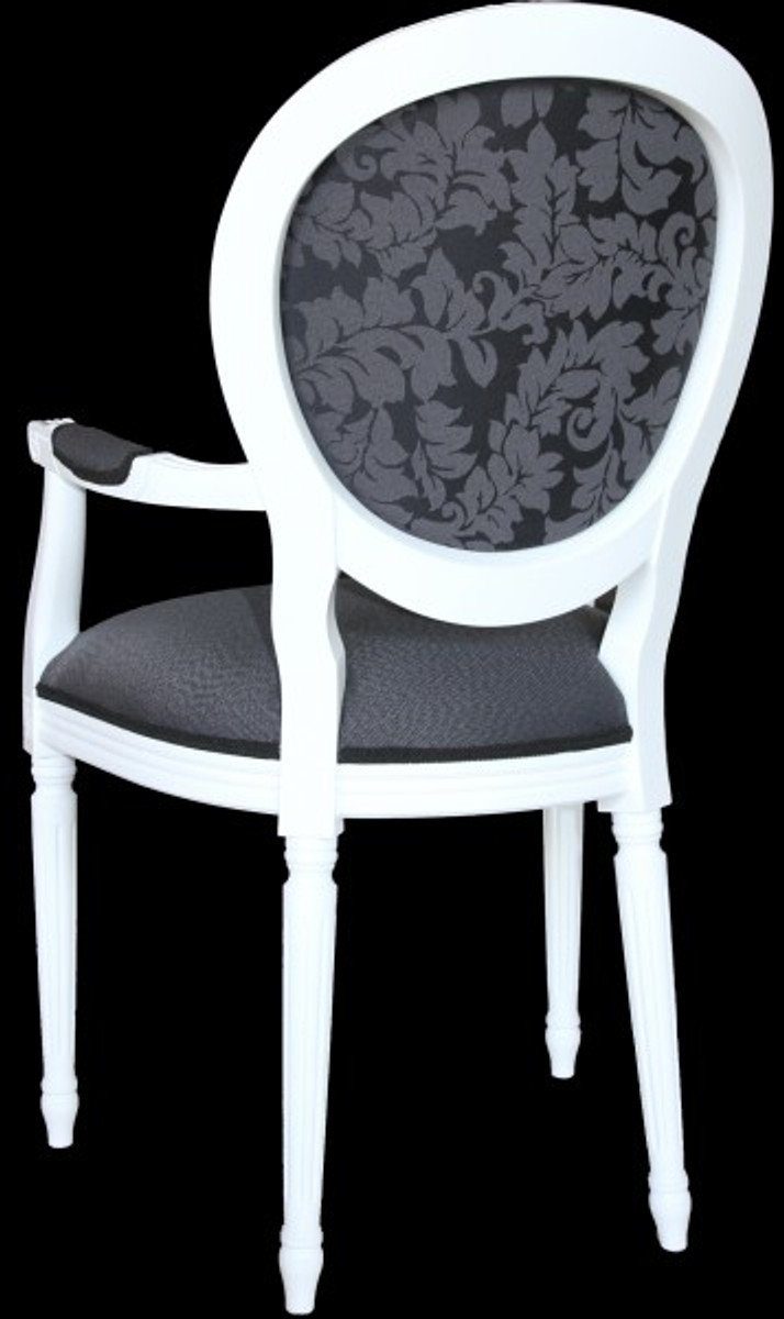 Padrino Luxus / - mit Casa Stuhl Esszimmerstuhl Weiß Esszimmer Designer Barock Armlehne - Stuhl Grau Qualität