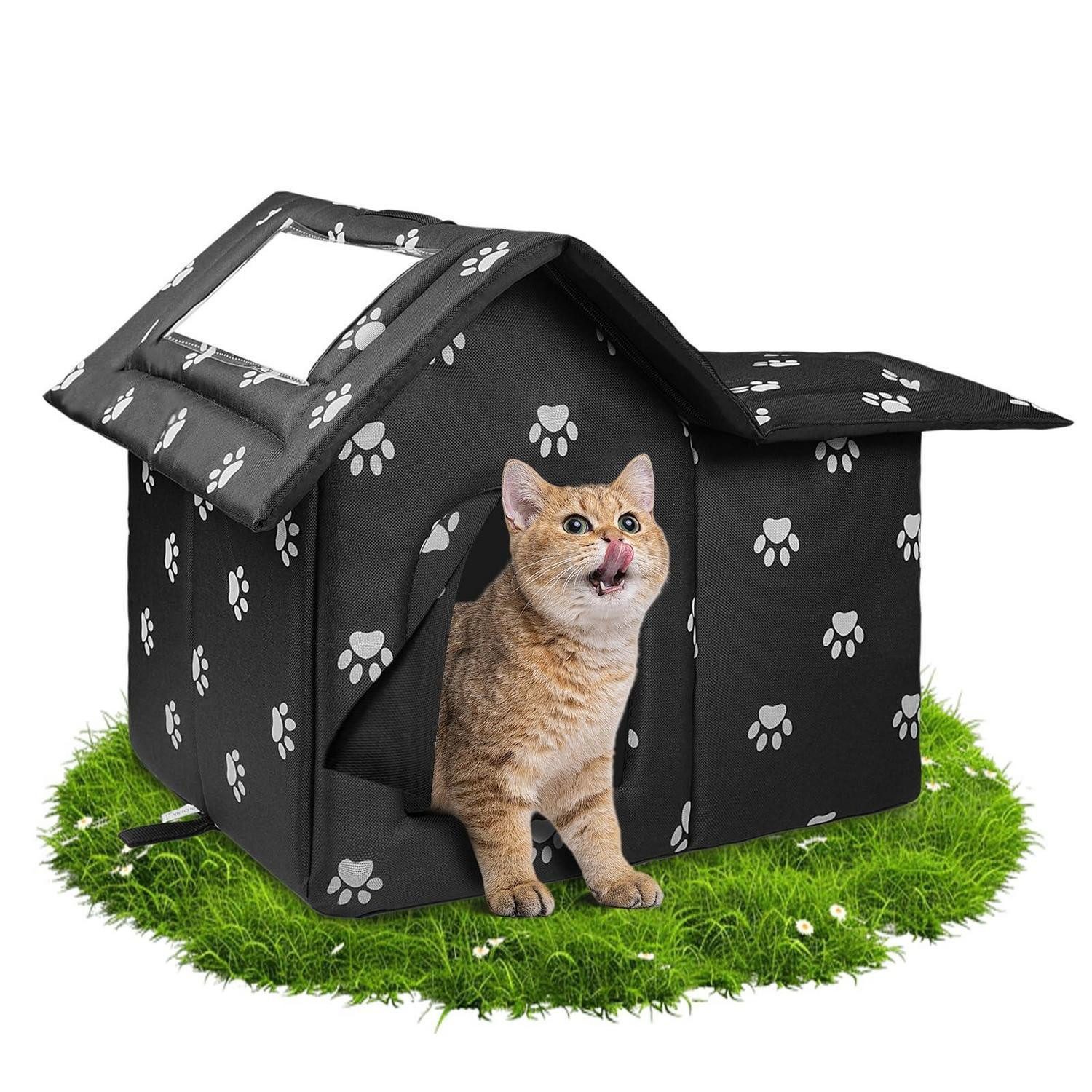 LuxusKollektion Katzenhaus Katzenhaus Outdoor Winterfest Schwarz