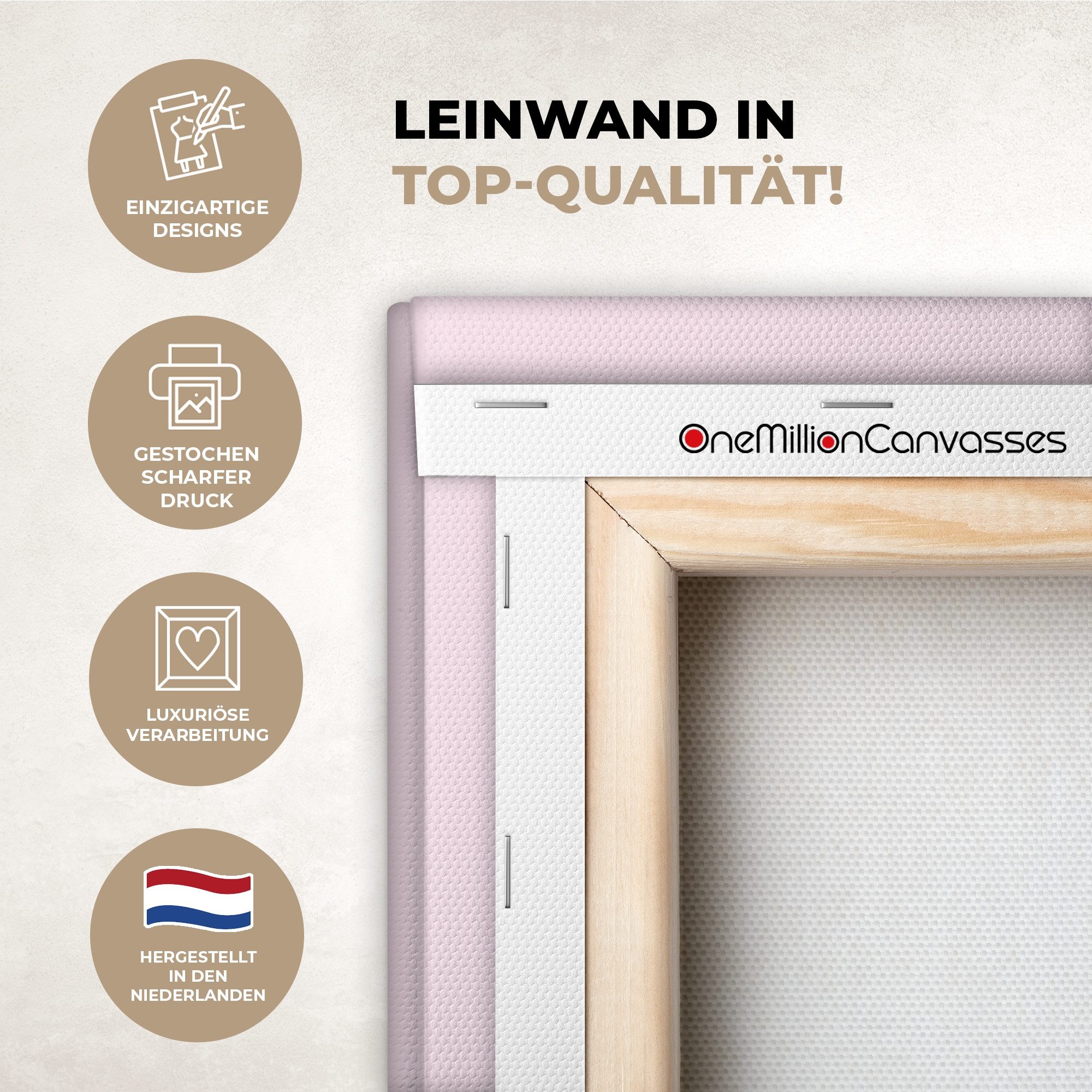 OneMillionCanvasses® Leinwandbild Text - Liebe - Panthermantel - Hellrosa, Fotodruck (1 St), Leinwandbilder XXL Wohnzimmer, Deko Aesthetic 150x100 cm