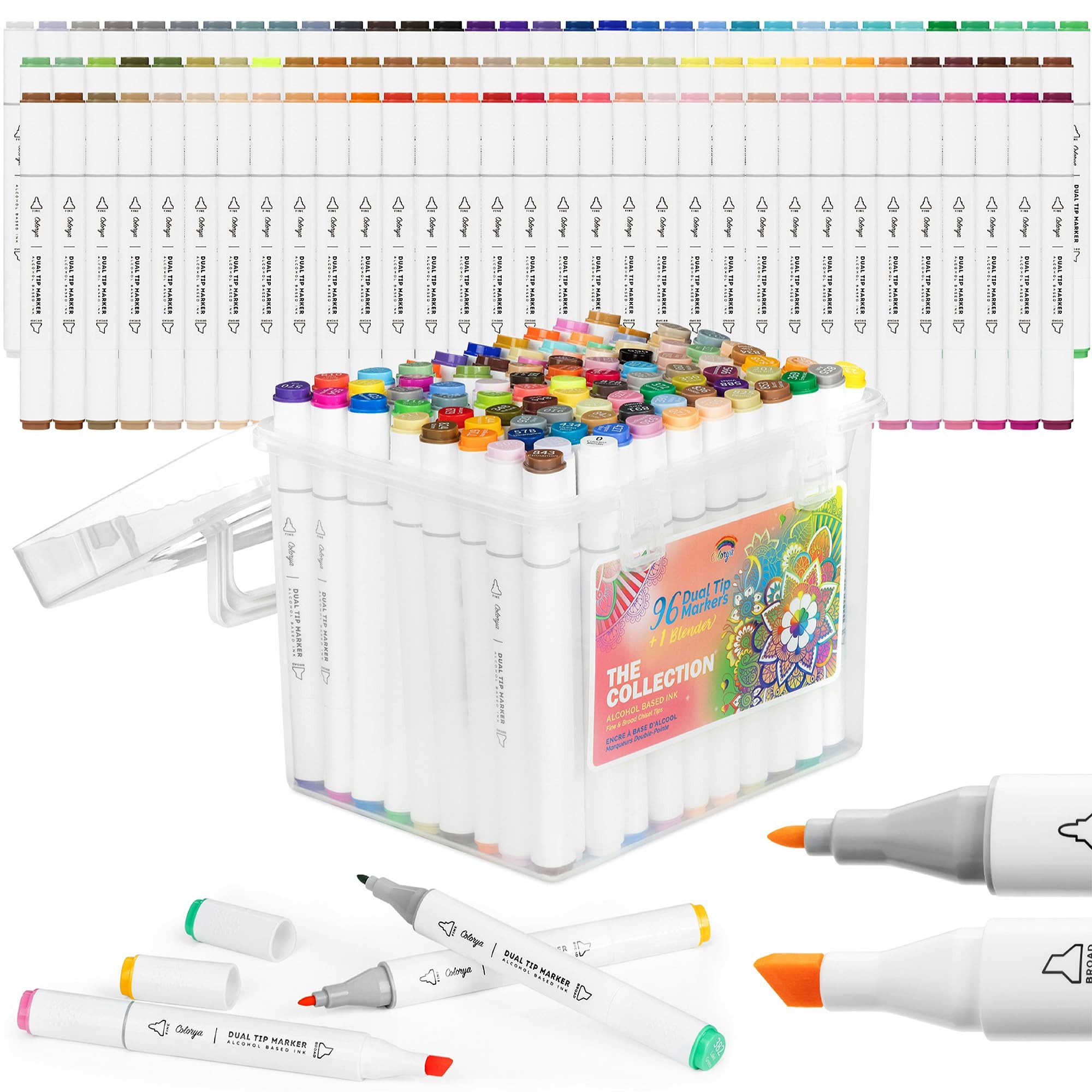 Colorya Permanentmarker Alcohol Markers Full Collection 96 Colors + 1 Standmixer, (1-tlg)