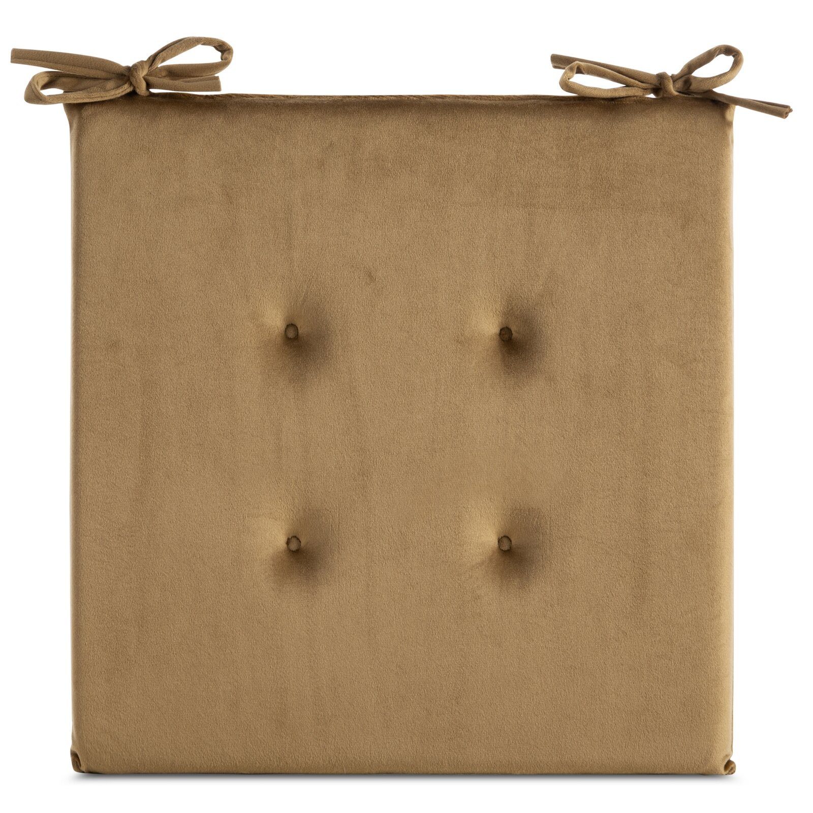 Eurofirany Stuhlkissen Sitzkissen aus Velvet Gesteppte 4 Punkte Einfarbig 40x40 cm, Samt Kissen Velours Sitzkissen mit Schnürchen