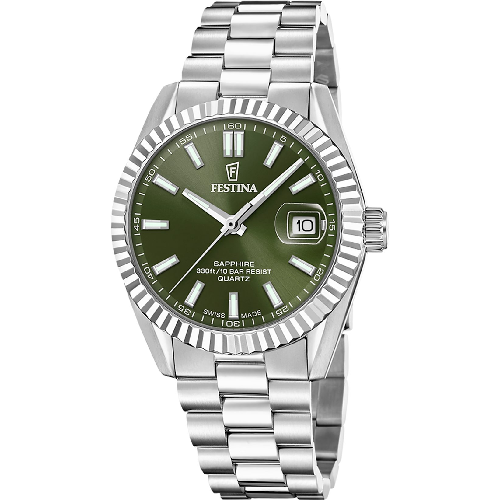 Festina Quarzuhr Classic Steel F20084_C, Armbanduhr, Damenuhr, Herrenuhr, Swiss Made, Edelstahlarmband, analog