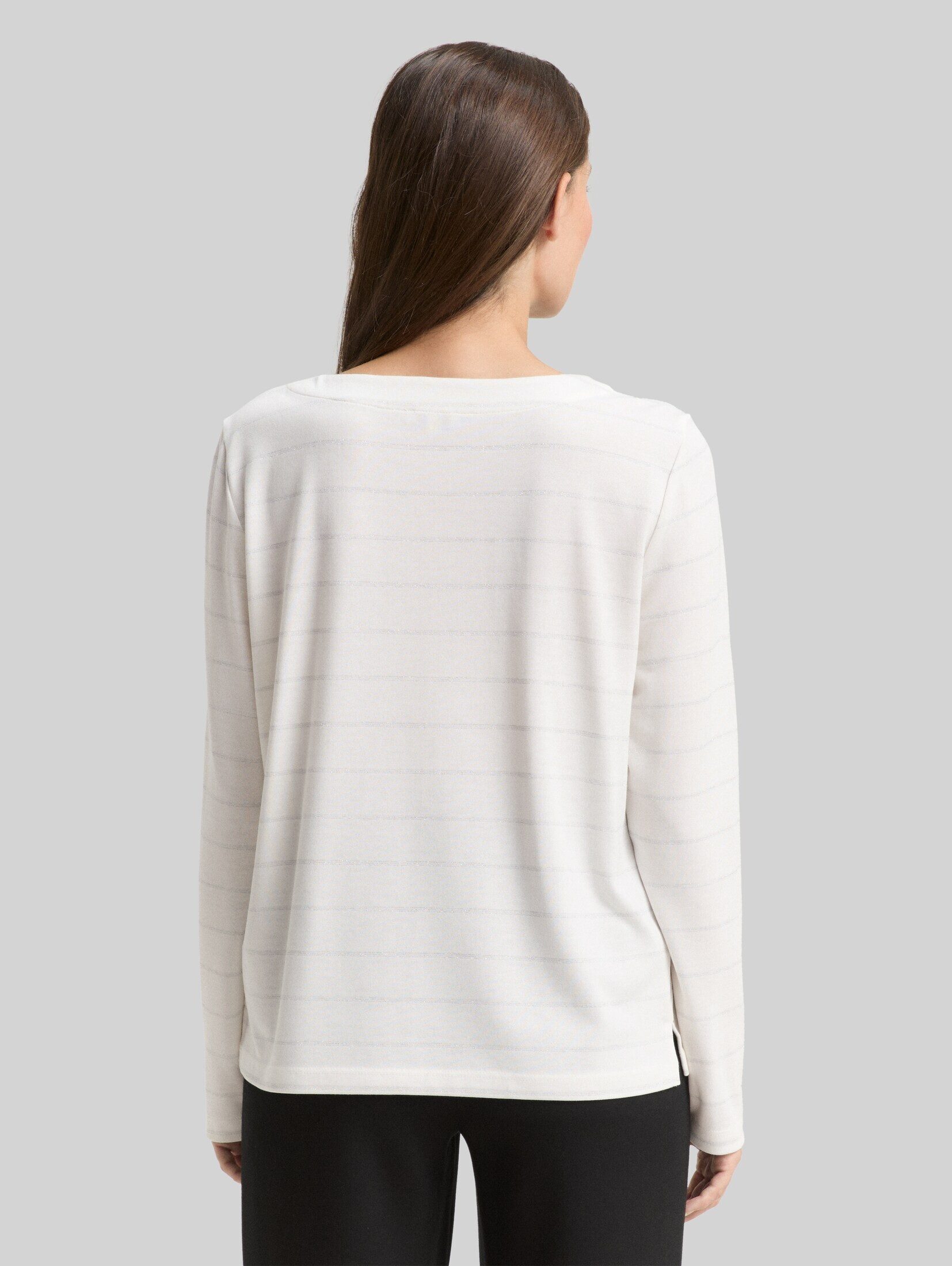 TOM TAILOR Langarmshirt T-Shirt Langarmshirt mit Glitzer-Streifenmuster