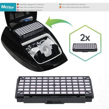 McFilter HEPA-Filter Filter 2x passend für Siemens VSQ5X1230 Q5.0 Extreme Silence Power, Staubsauger, passgenau, schwarz, wie 00577303