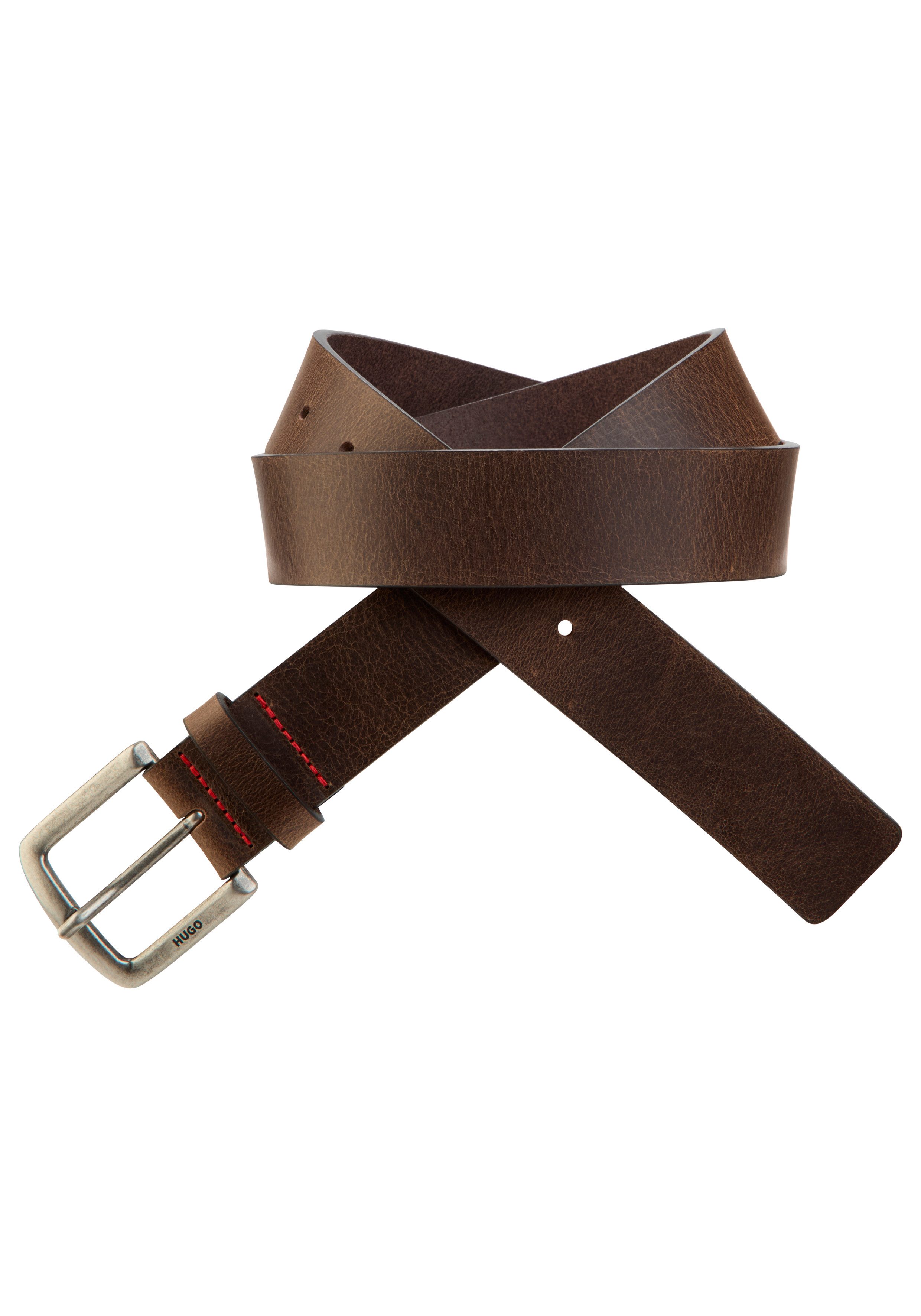 HUGO Ledergürtel Gordy Sz35 mit Logoprägung an der Schließe