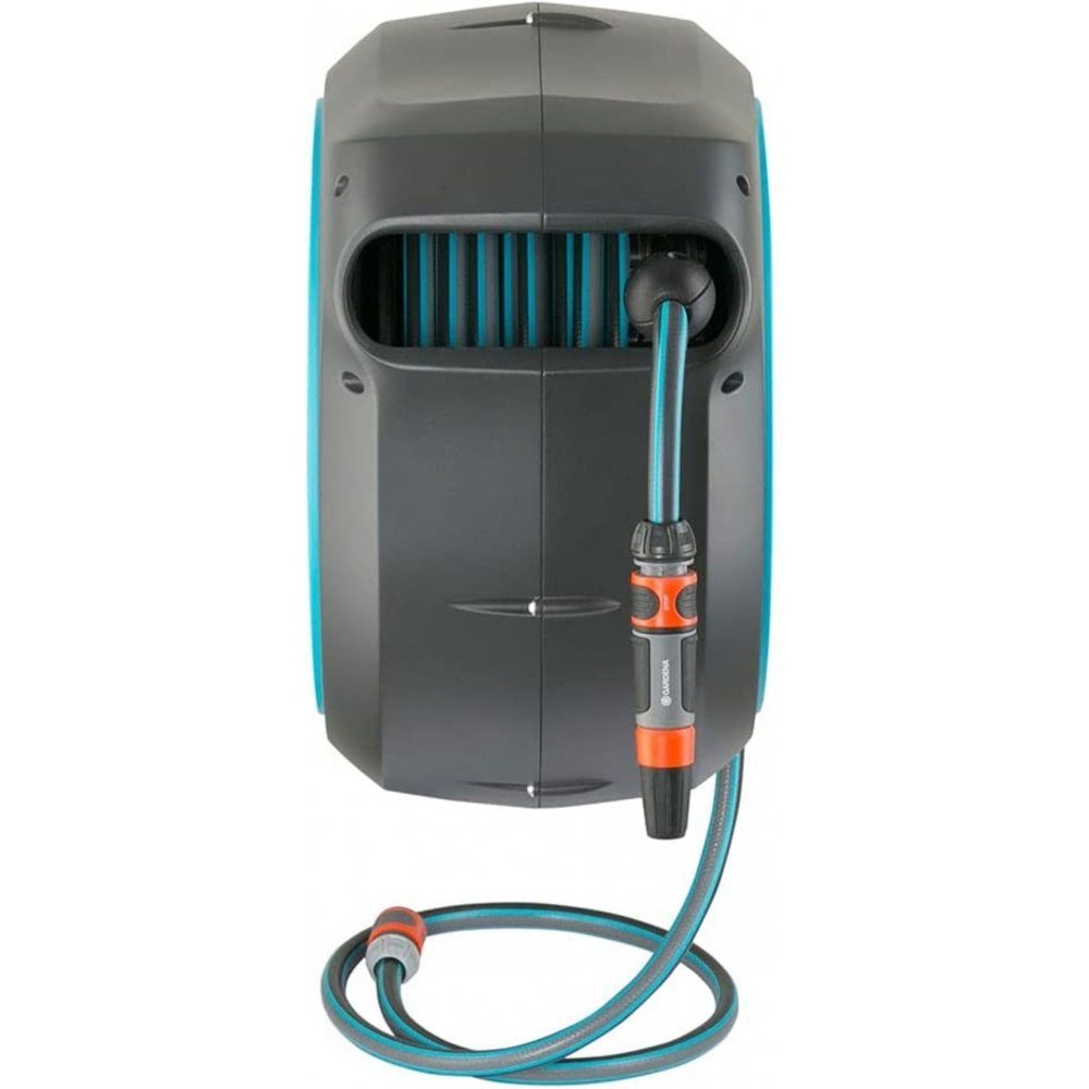 GARDENA Schlauchbox Wand-Schlauchbox RollUp XL - 35 Meter - Schlauchtrommel - grau/türkis