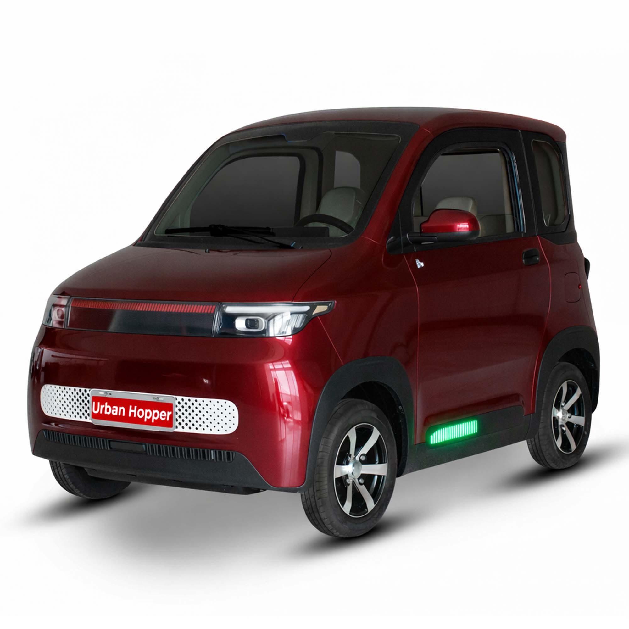 Urban Hopper E-Motorroller Elektro-Kabinenroller Urban Hopper Twin Plus 4-Rad Microcar 2-Sitzer, 4000 W, 45 km/h, 2 Sitze nebeneinander, mit Klimaanlage Heckklappe Blei-Gel ca. 85 km