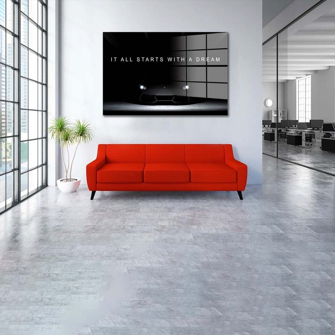 Artedinoi Acrylglasbild Sportwagen It All Starts With A Dream Acrylglas Wandbild Bild Wanddeko