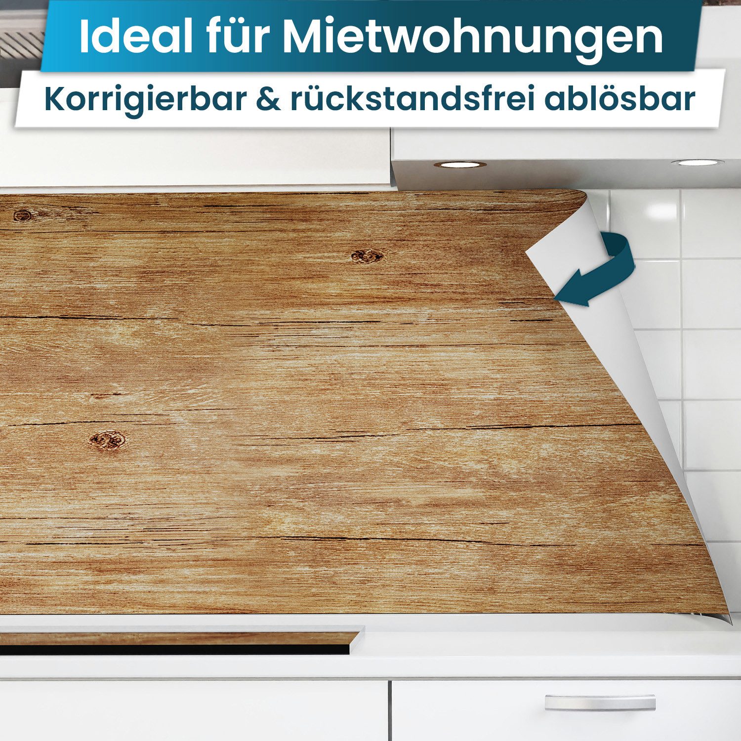 danario Küchenrückwand Folie selbstklebend, Glasoptik, Spritzschutz Küche, ablösbar - 0,8 mm