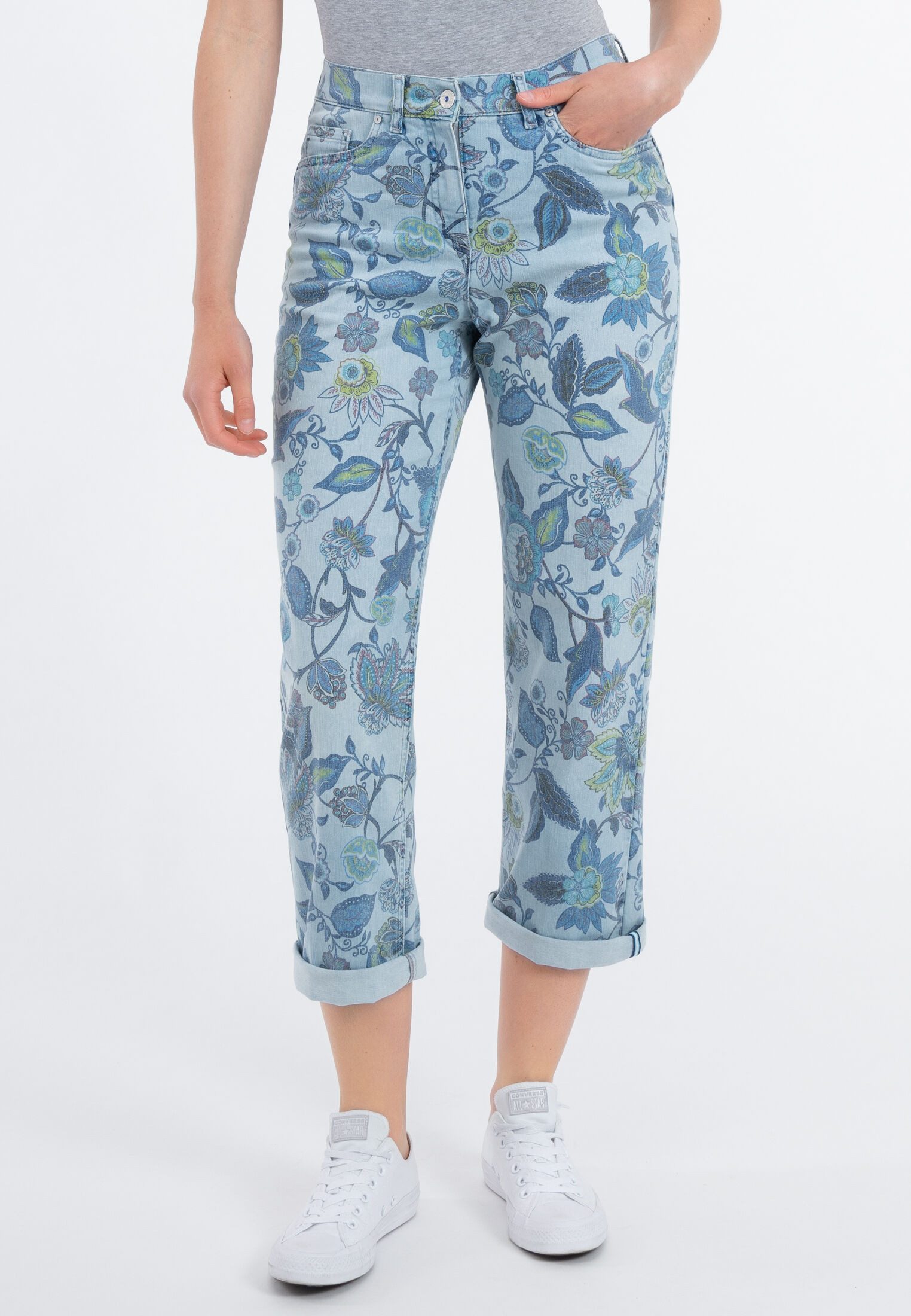 Recover Pants 5-Pocket-Jeans ANTONIA mit Blumendruck