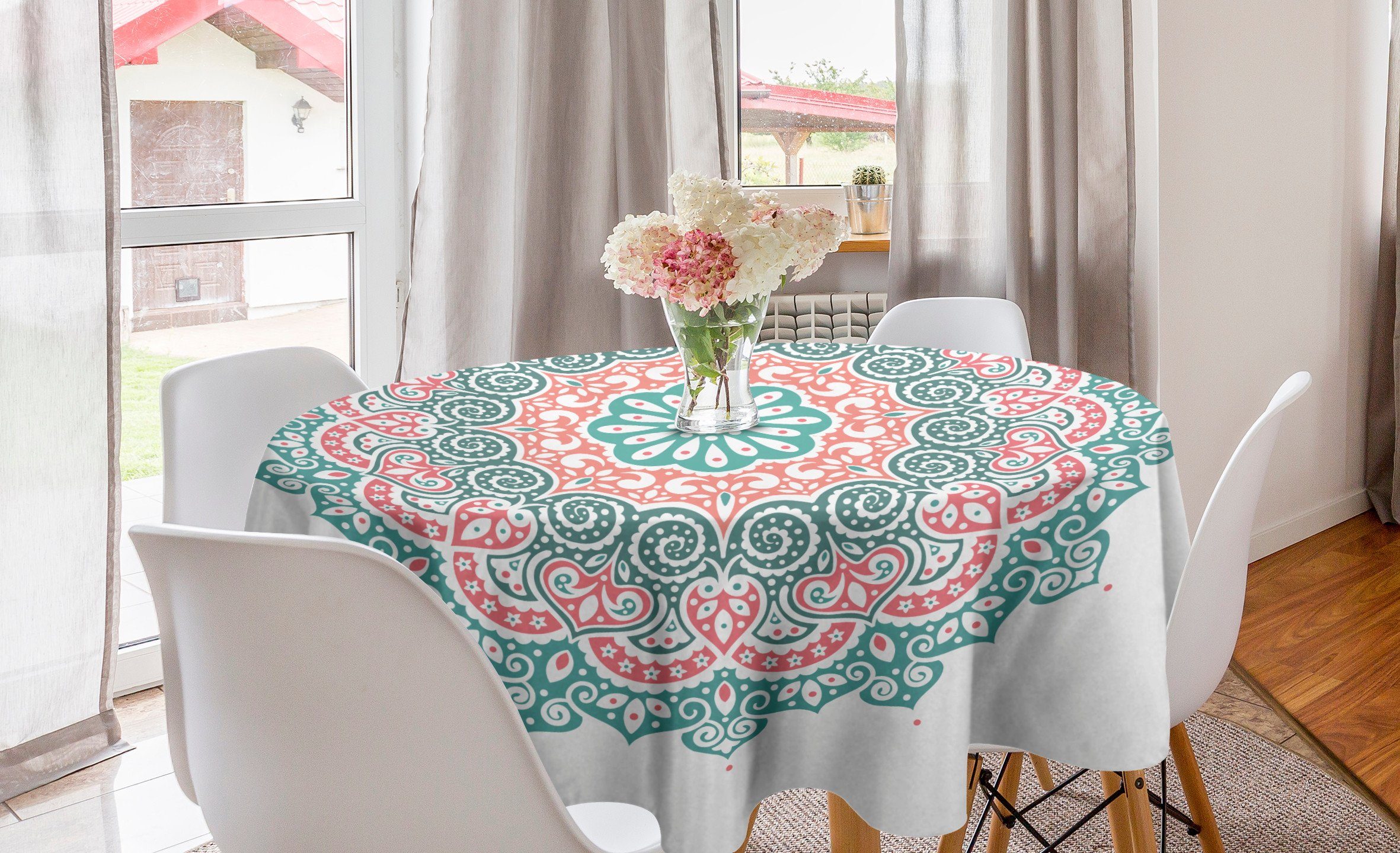 Abakuhaus Tischdecke Kreis Tischdecke Abdeckung für Esszimmer Küche Dekoration, Mandala Art Medaillon