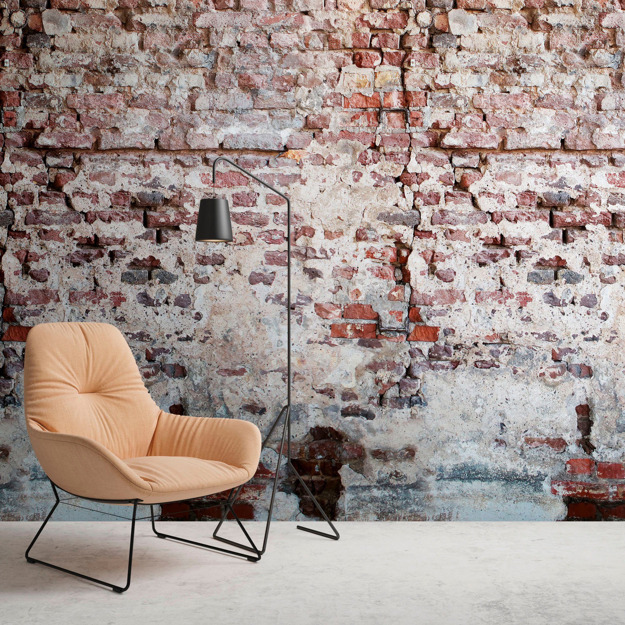 living walls Fototapete The Wall, glatt, Steinoptik, urban, Motiv, Fototapete Vintage Tapete Steinoptik Tapeten Wohnzimmer Design Optik