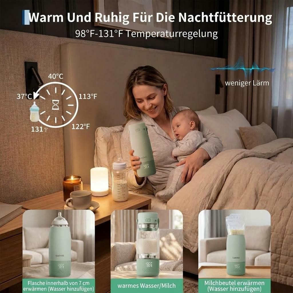 GarveeMore Babyflaschenwärmer Tragbarer Flaschenwärmer mit LED-Display, 500ml