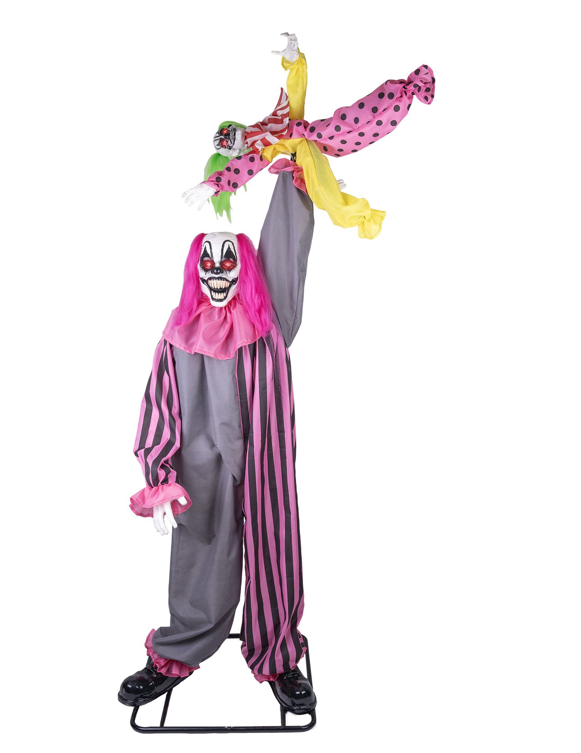 Espa Kostüm Bewegliche Gruseldeko mit Ton - Schauriger Clown mit Kind, 210 cm