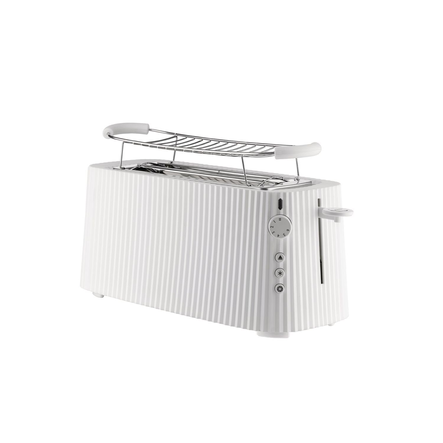 Alessi Toaster Plissé Lang Weiß, 2 lange Schlitze, für 4 Scheiben, 1700 W