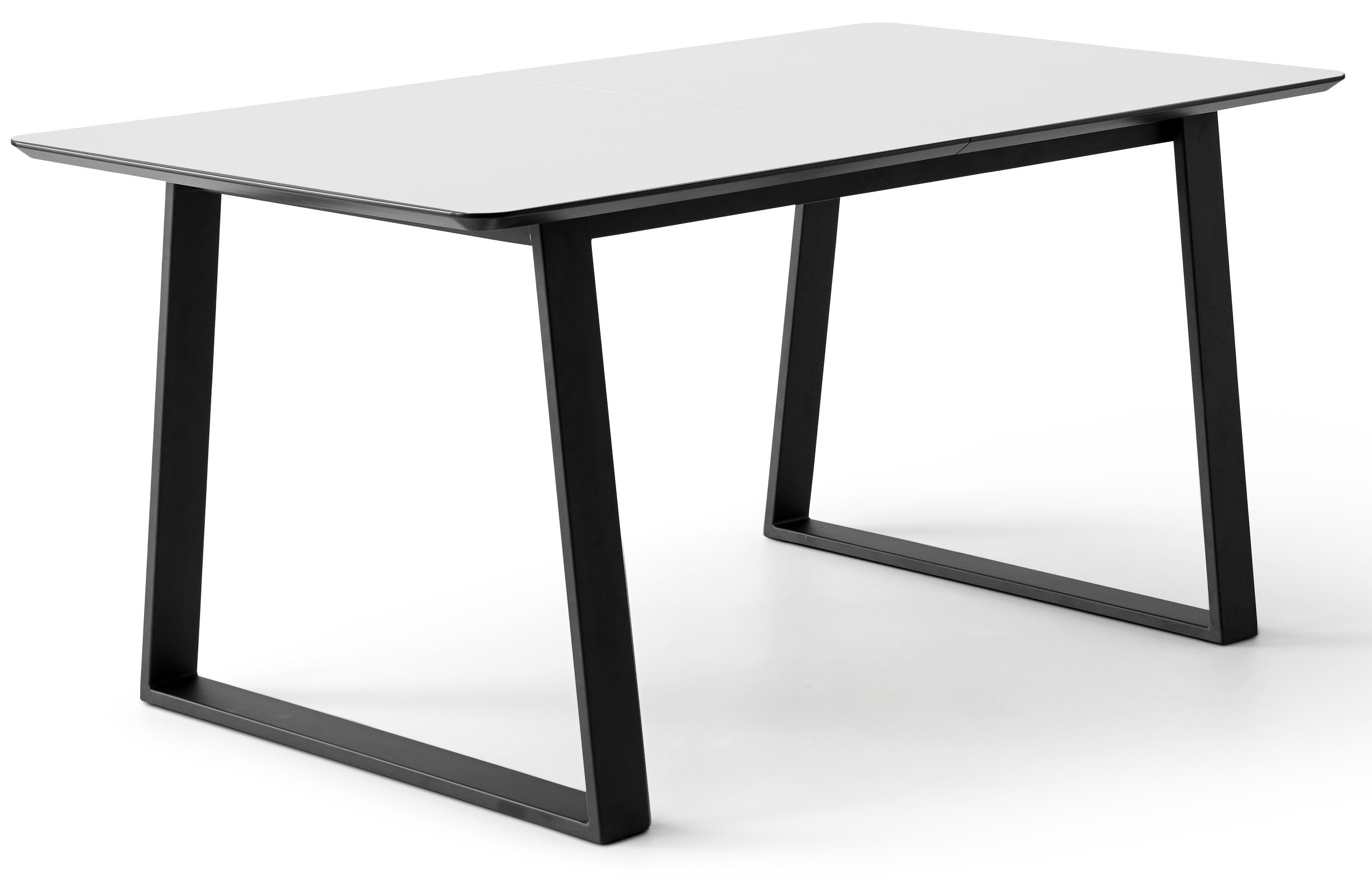 Hammel Furniture Esstisch Meza by Trapez abgerundete MDF, 2 Weiß Hammel, Metallgestell, Einlegeplatten Tischplatte