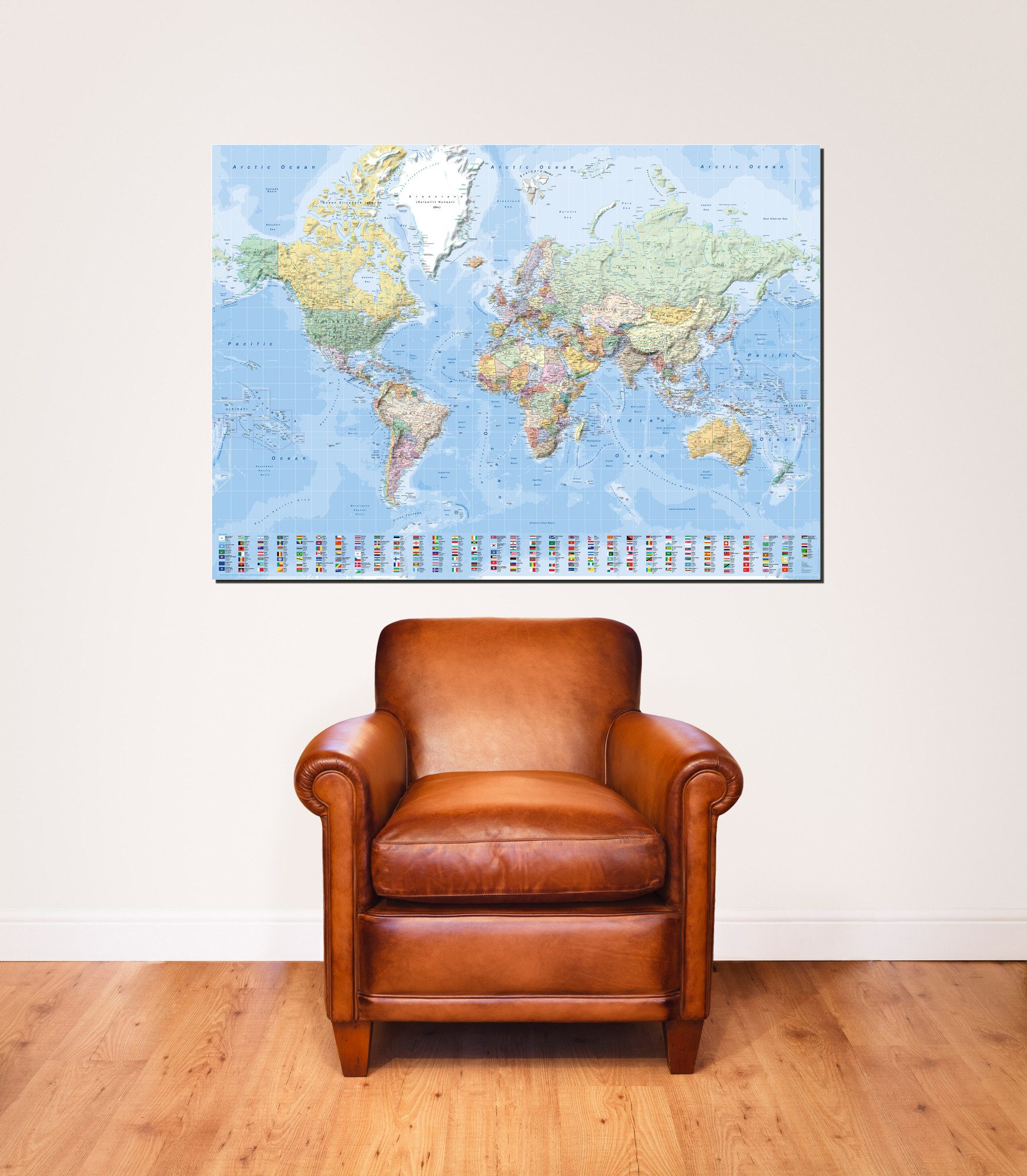Poster World Map with flags - Giant Poster - English Edition