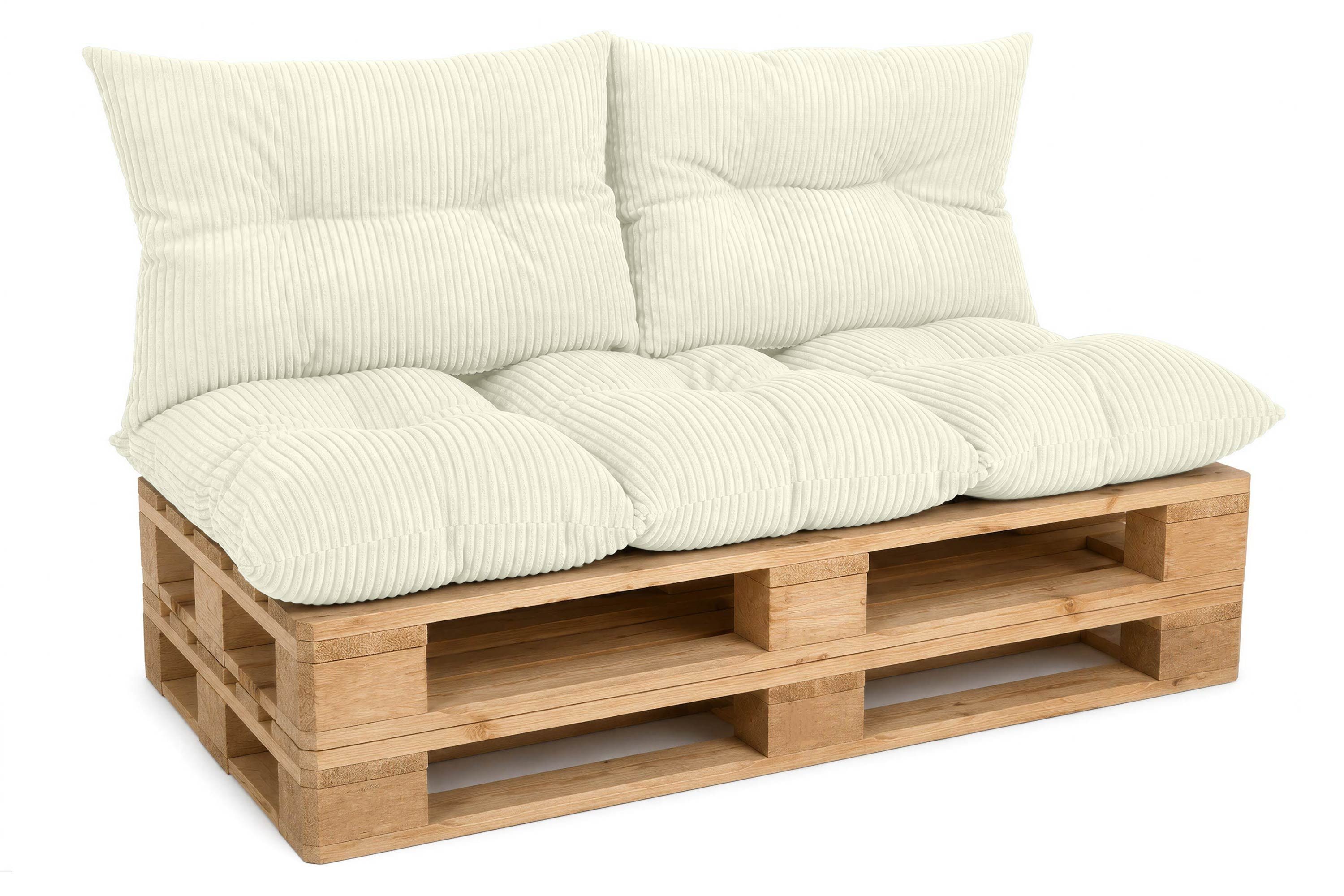 Amilian Palettenkissen Palettenauflagen Set 3-tlg., 120x80 cm + 2x 40x60 cm, für Palettenmöbel, Balkon, Terrasse und Wohnbereich