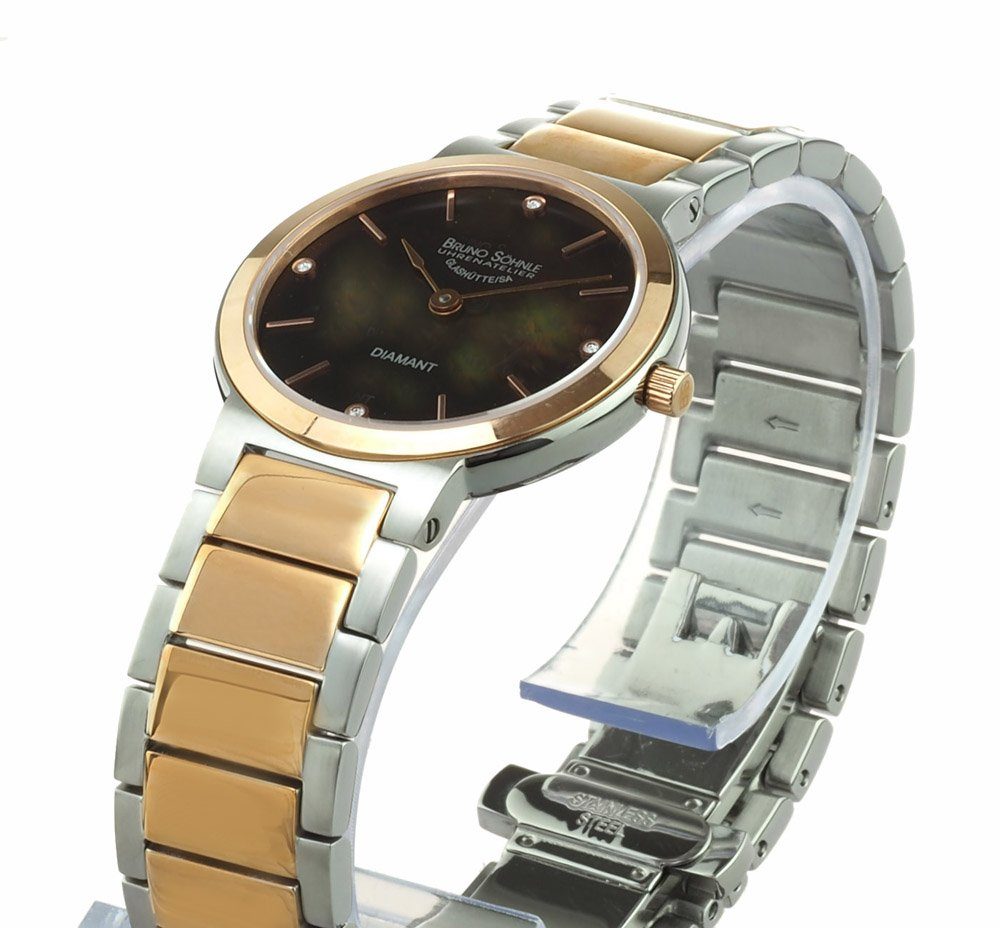 BRUNO SÖHNLE Quarzuhr Algebra Damen Uhr Saphirglas Brillanten Algebra 2, 4 Brillanten