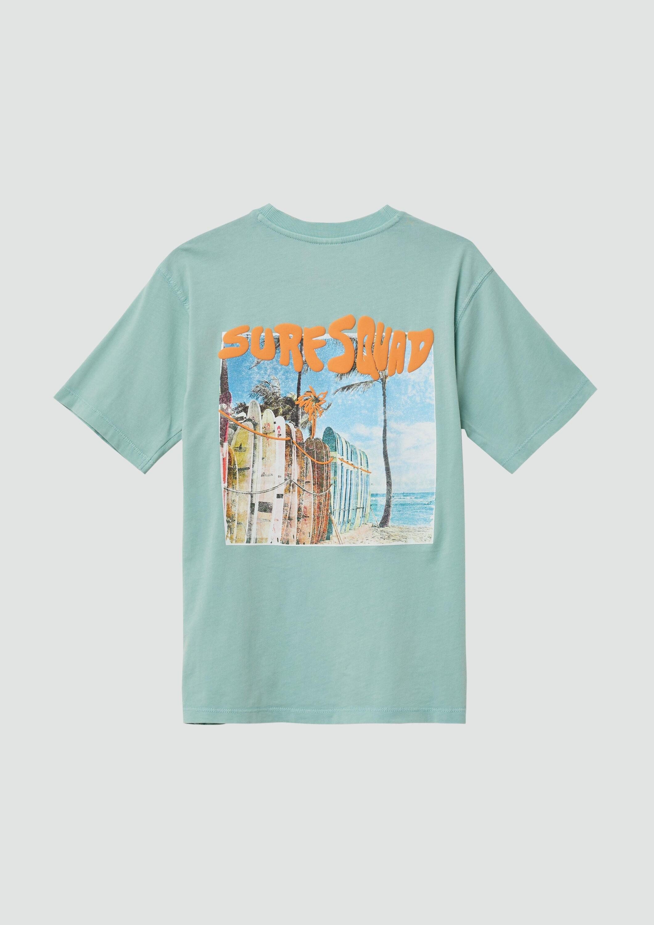 s.Oliver Kurzarmshirt T-Shirt T-Shirt mit Used-Effekt und Rückenprint