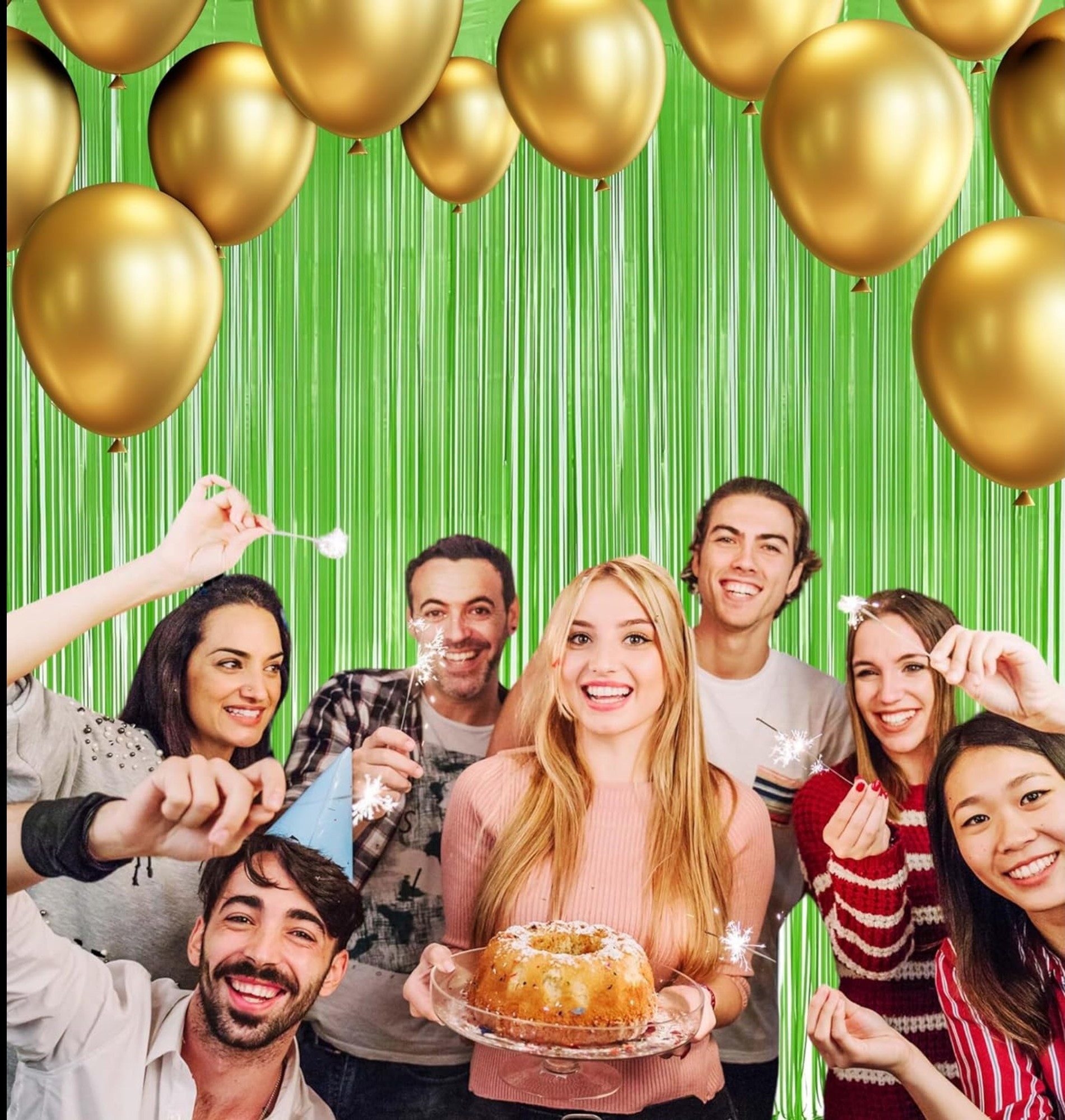 Montegoni Dekorationsfolie Vorhang 2er Set, Hintergrund Dekoration, Glitzer Vorhang Party Deko, (2er Set), Folien Fransen Geburtstag Hochzeit Partydeko Luftschl – Bild 4 von 4