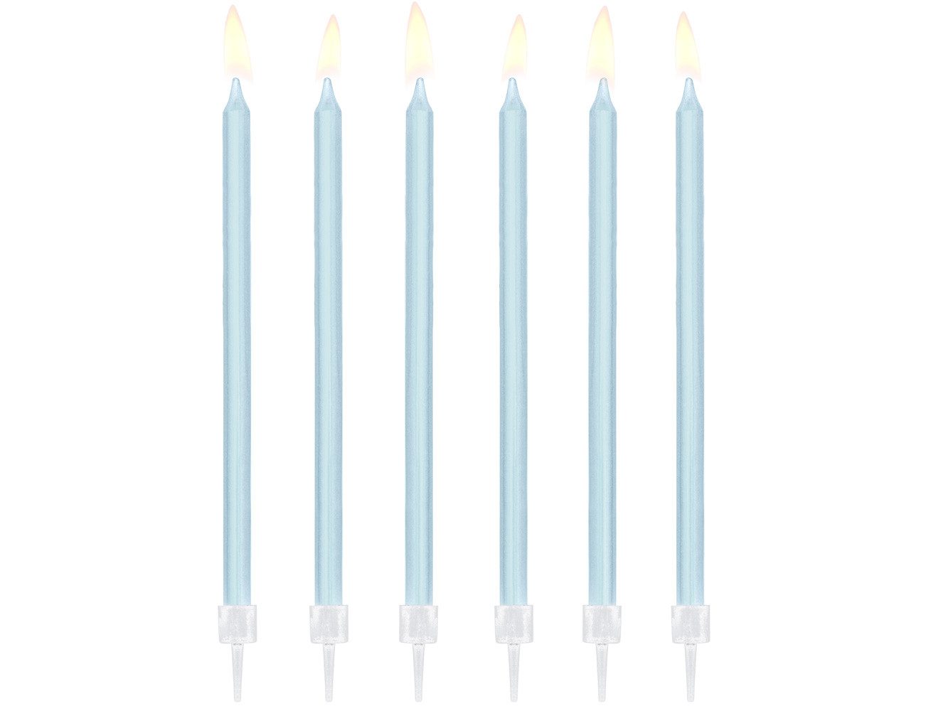 partydeco Geburtstagskerze, Geburtstagskerzen mit Halter 12.5cm hellblau 12er Set