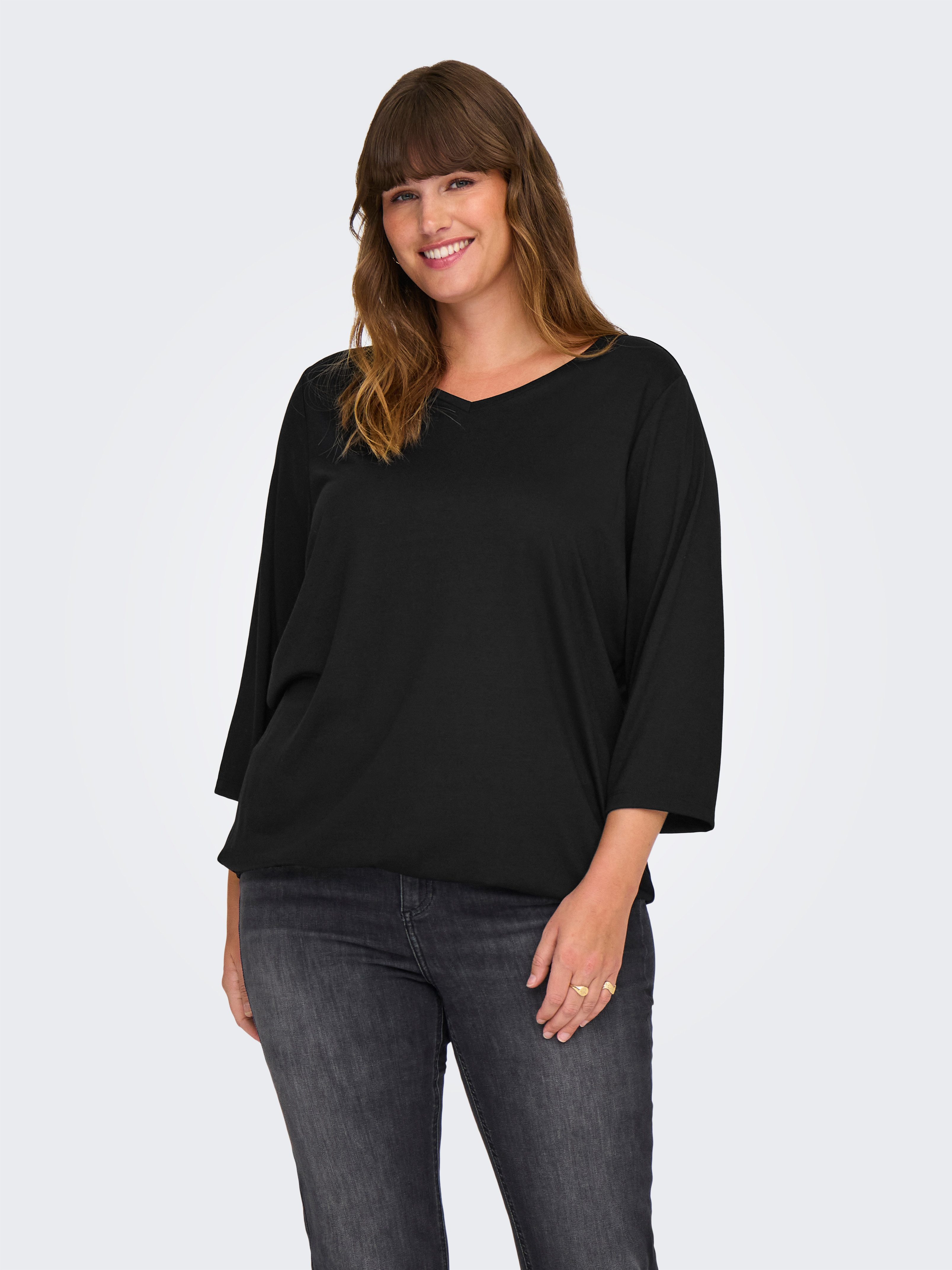 ONLY CARMAKOMA 3/4-Arm-Shirt CARCARLINNE V-NECK 3/4 günstig online kaufen