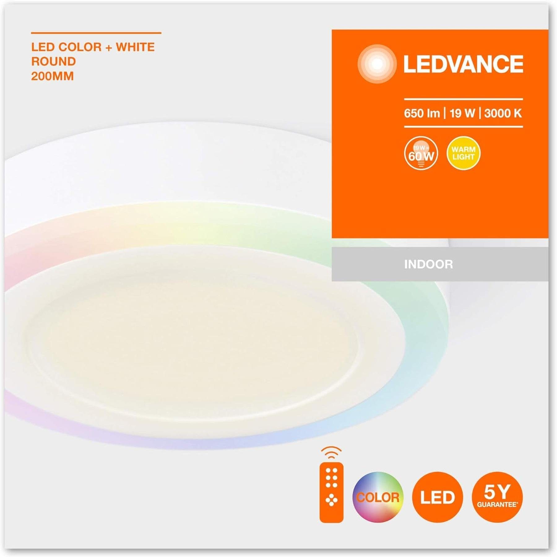 Ledvance LED Deckenleuchte RGB-Farben, und LED Wand- +, Dimmbar LEDVANCE Dekorative Deckenleuchte, RGB-Farben, Warmweiß