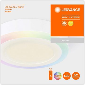 Ledvance LED Deckenleuchte LEDVANCE Dekorative LED Wand- und Deckenleuchte, RGB-Farben, Warmweiß, +, RGB-Farben, Dimmbar