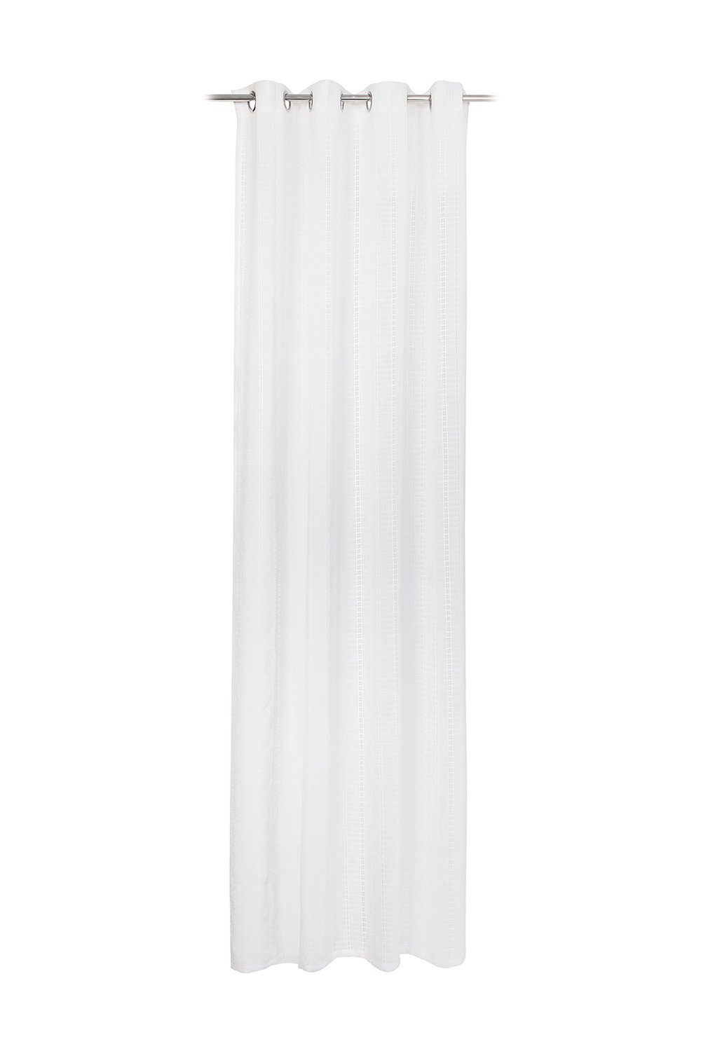 Vorhang Ösenschal, Polyester, Weiß, 140 x 245 cm, Gözze, Ösen,  halbtransparent, Polyester, Leinenoptik, mit Lochstickerei, mit einer Größe  von 140 x 245 cm