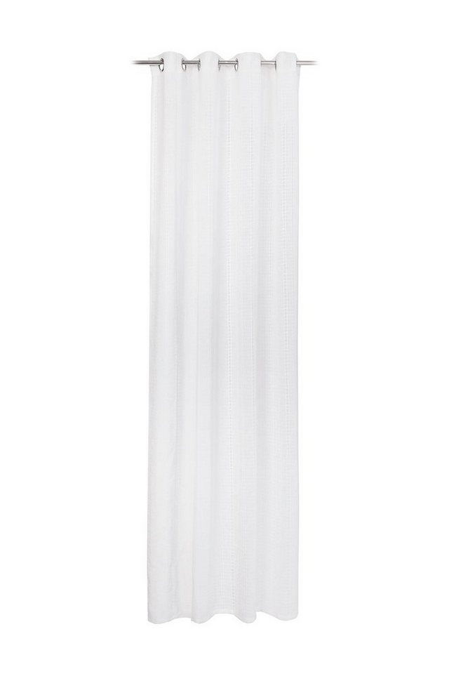 Vorhang Ösenschal, Polyester, Weiß, 140 x 245 cm, Gözze, Ösen,  halbtransparent, Polyester, Leinenoptik, mit Lochstickerei, mit einer Größe  von 140 x 245 cm