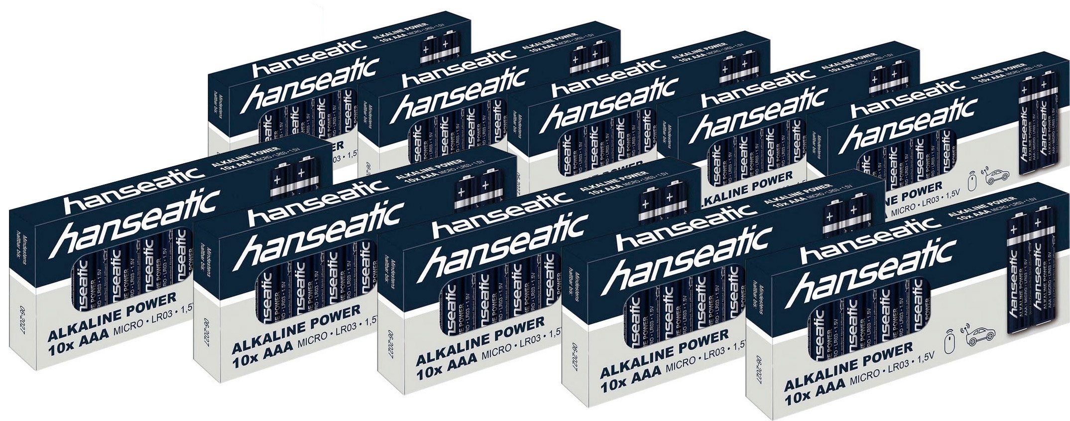 Hanseatic 100-Stück Alkaline Power, AAA Micro Batterie, LR03 (100 St)