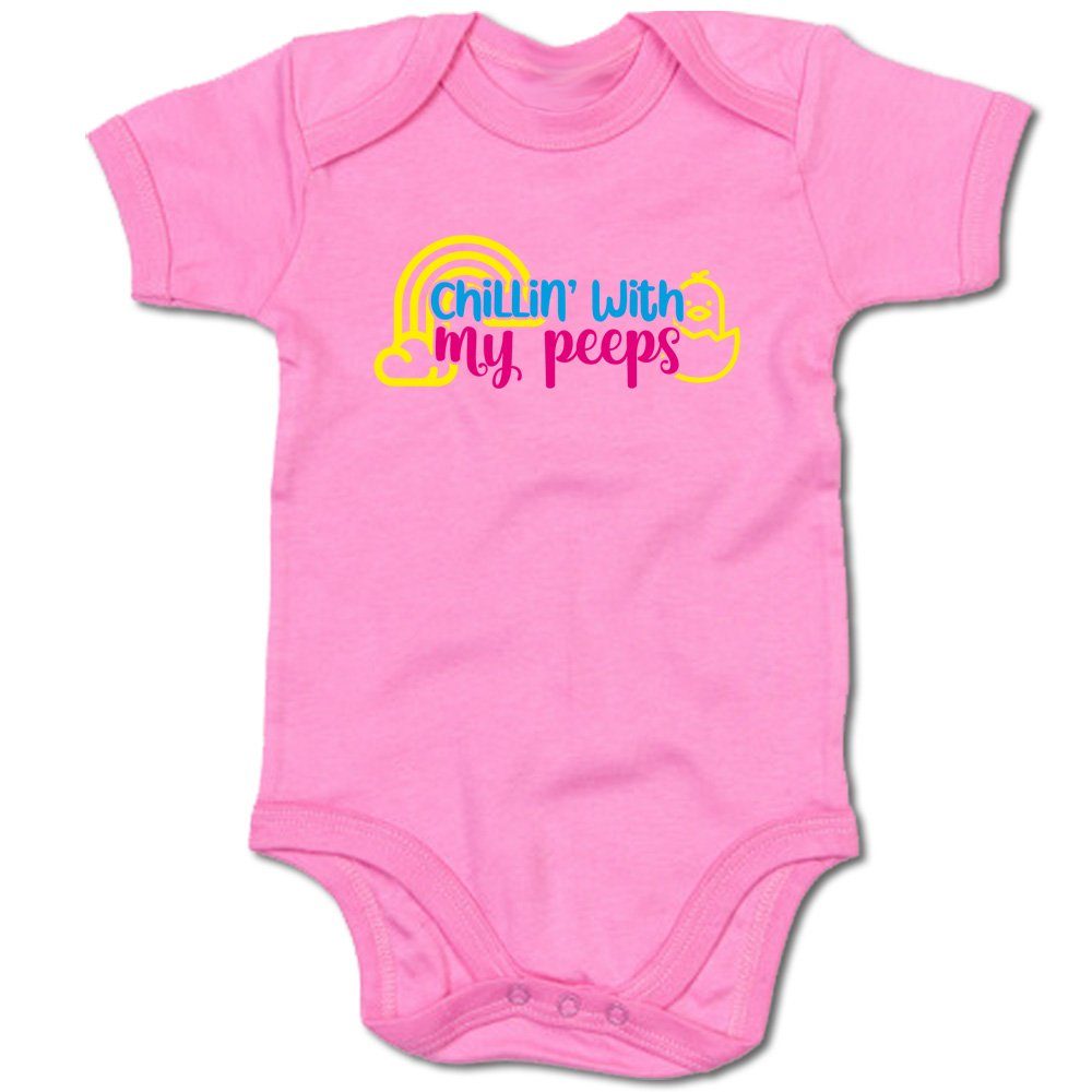 G-graphics Kurzarmbody Baby Body - Chillin with my peeps mit Spruch / Sprüche • Babykleidung • Geschenk zur Geburt / Taufe / Babyshower / Babyparty • Strampler