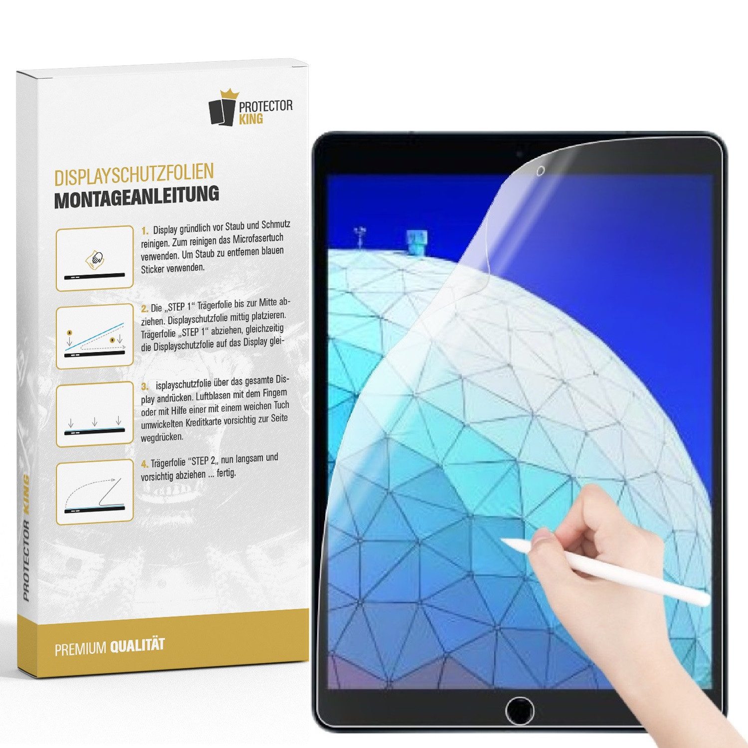 Protectorking Schutzfolie 1x Paperfeel für iPad Air Displayschutz Schreiben, (1-Stück, 1-Set), Paperfeel Panzerfolie zum schreiben malen oder skizzieren auf deine Tablet