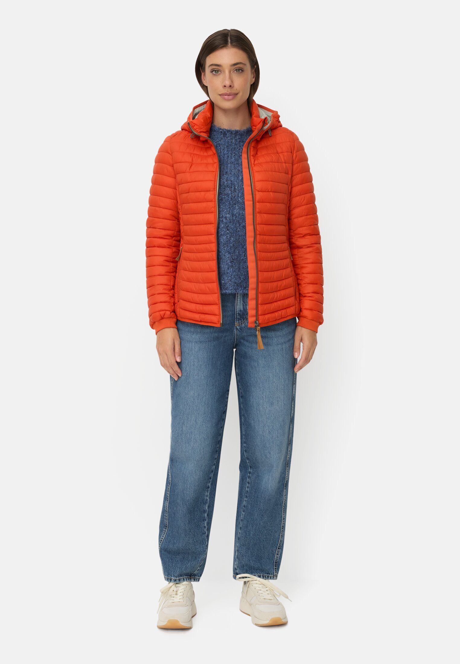 camel active Steppjacke mit seitlichem Strick-Einsatz Langarm Markenlogo