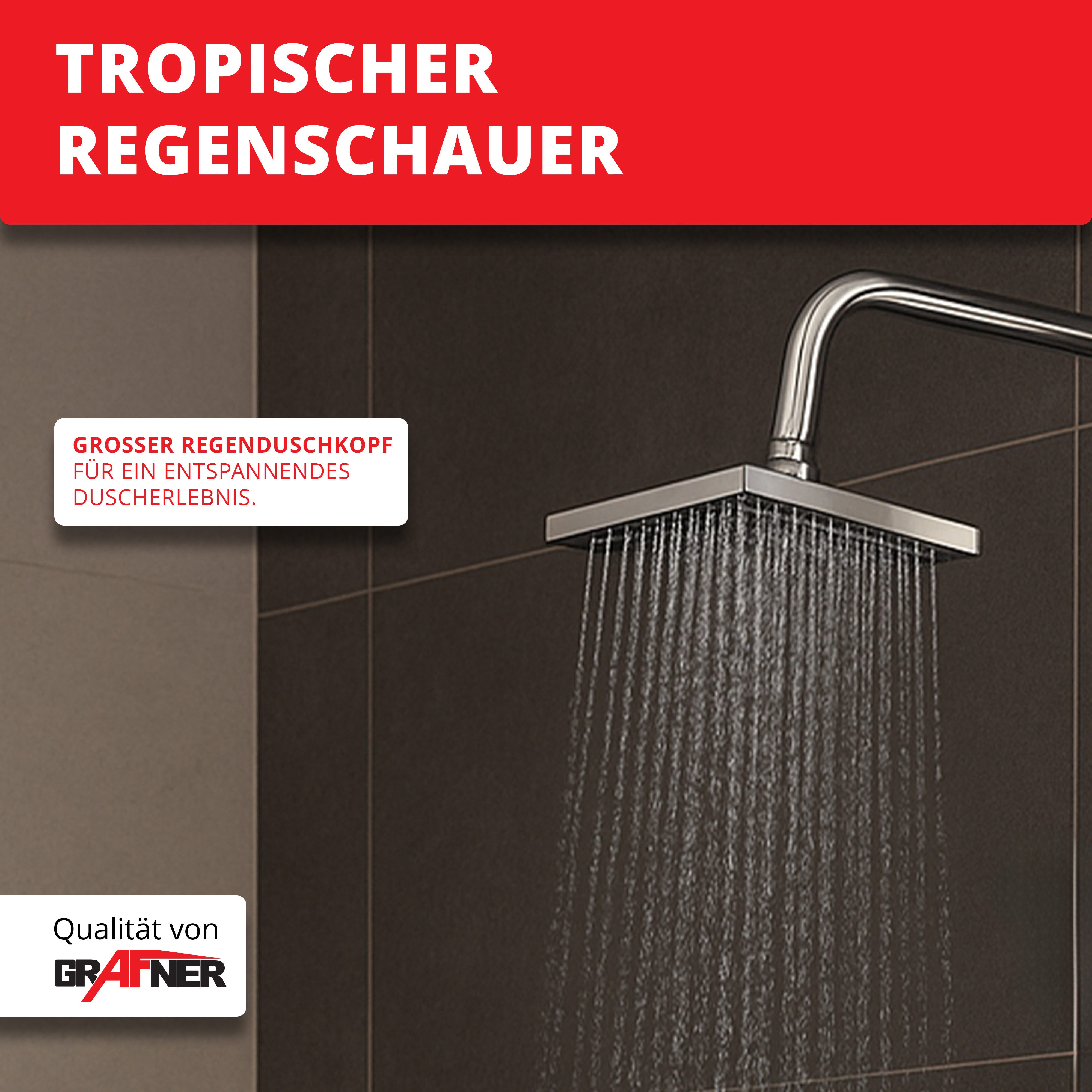 Grafner Duschsystem Duschgarnitur mit Regenschauerduschkopf Handbrause Duschsäule, Höhe 100 cm, 2 Strahlart(en), Set, 10 tlg., Brauseschlauch, INkl. Handbrause, Wandhalter, Regenschauerduschkopf, chrom