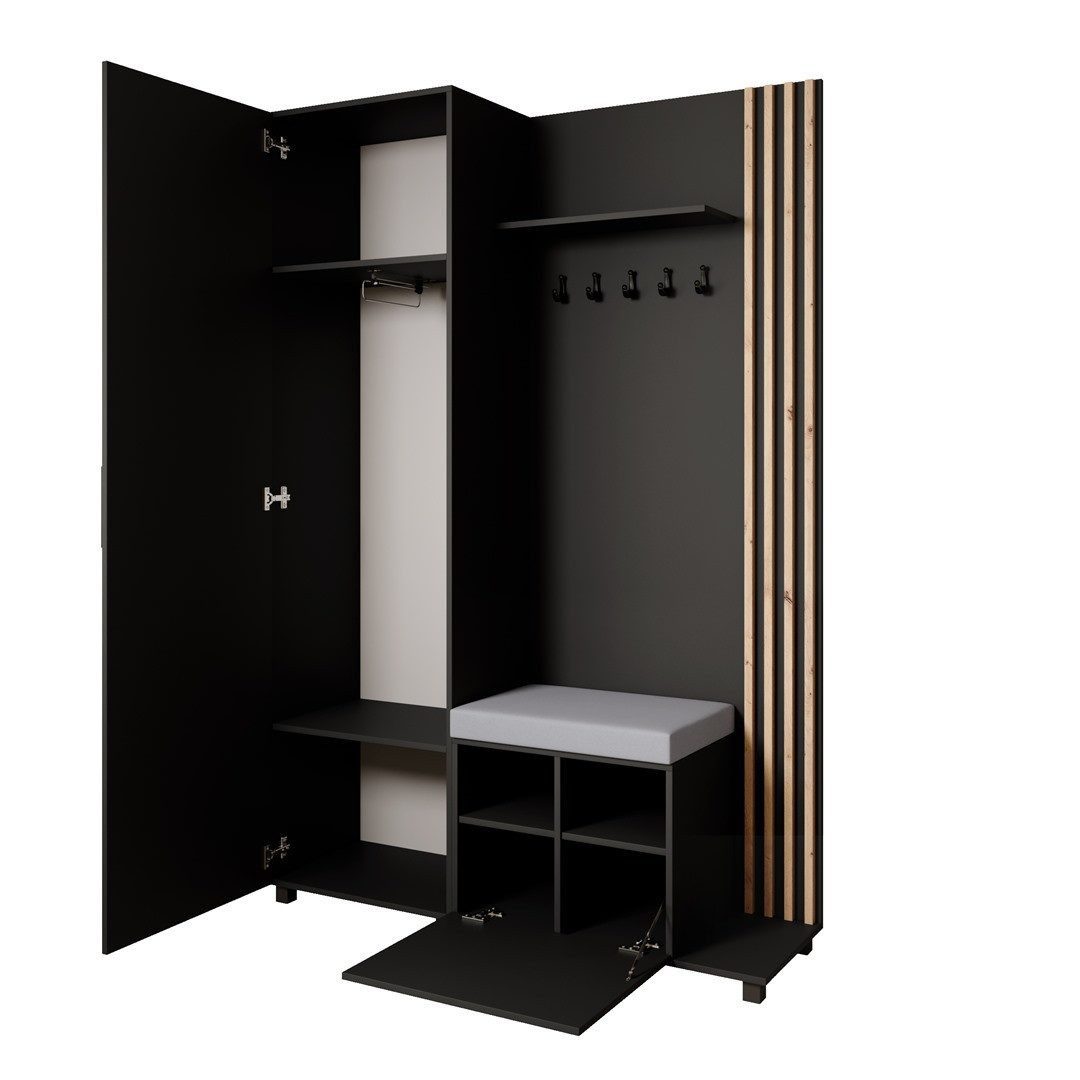 Beautysofa Garderoben-Set Livia – Design, Funktion und Ordnung in Perfektion, (Geräumiger Schuhschrank, mit praktischer Kleiderstange)