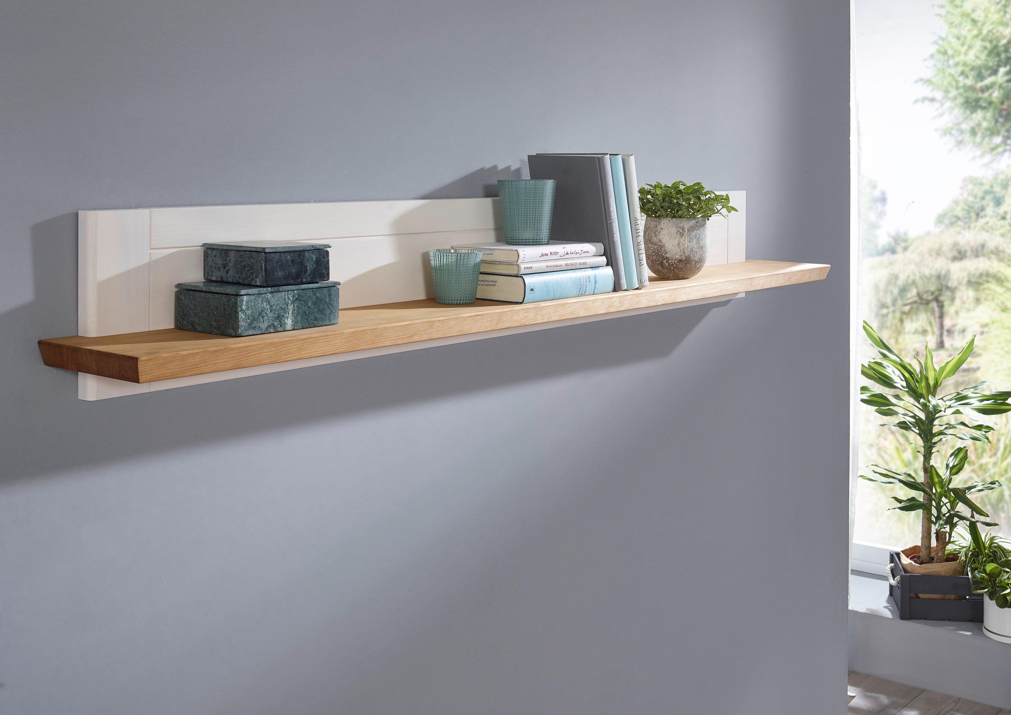 Woodroom Wandboard Oslo, B/H/T: 161/20/20cm, Kiefer weiß gewachst