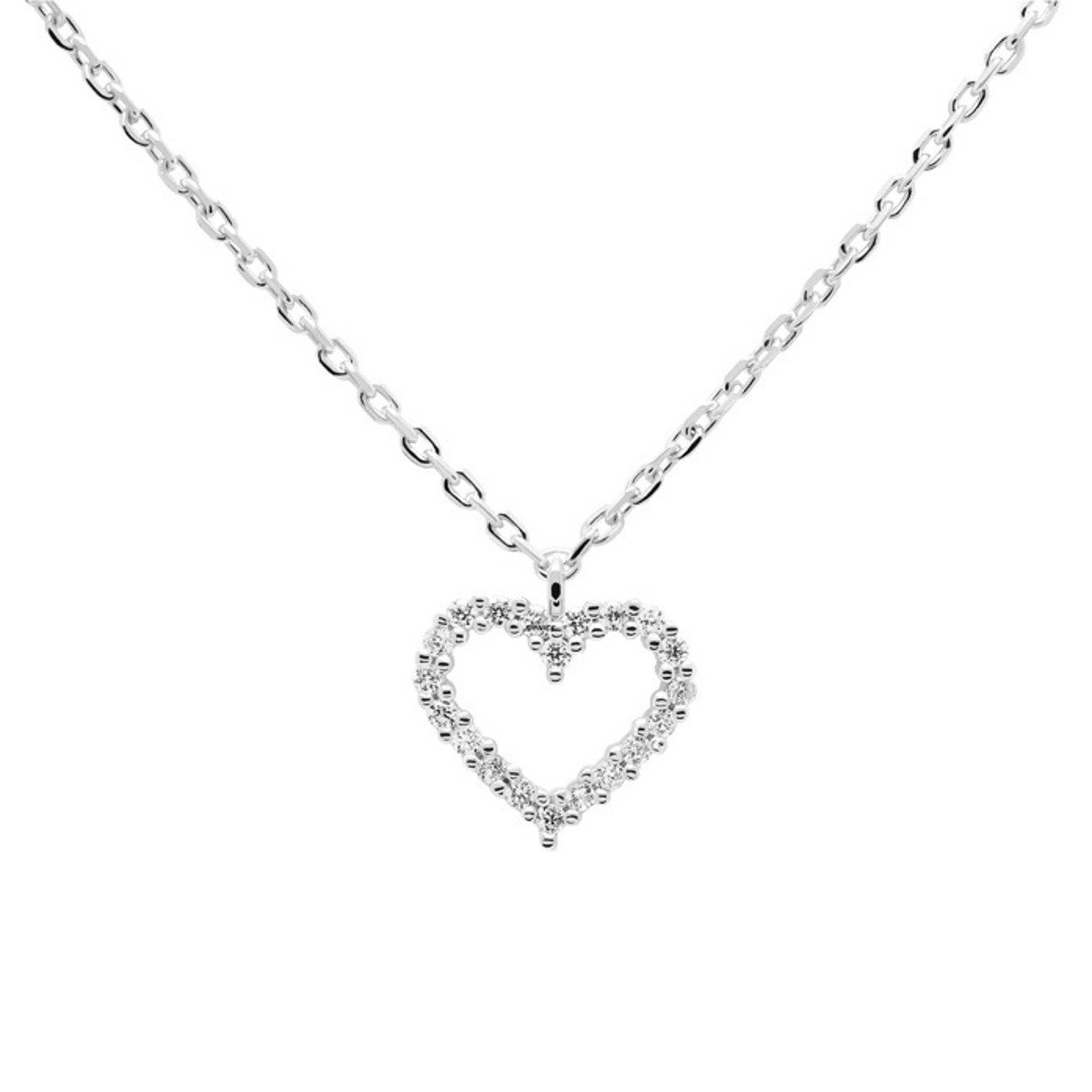 Kette mit Anhänger Halskette Damen mit Herz 925 Silber mit Kristall