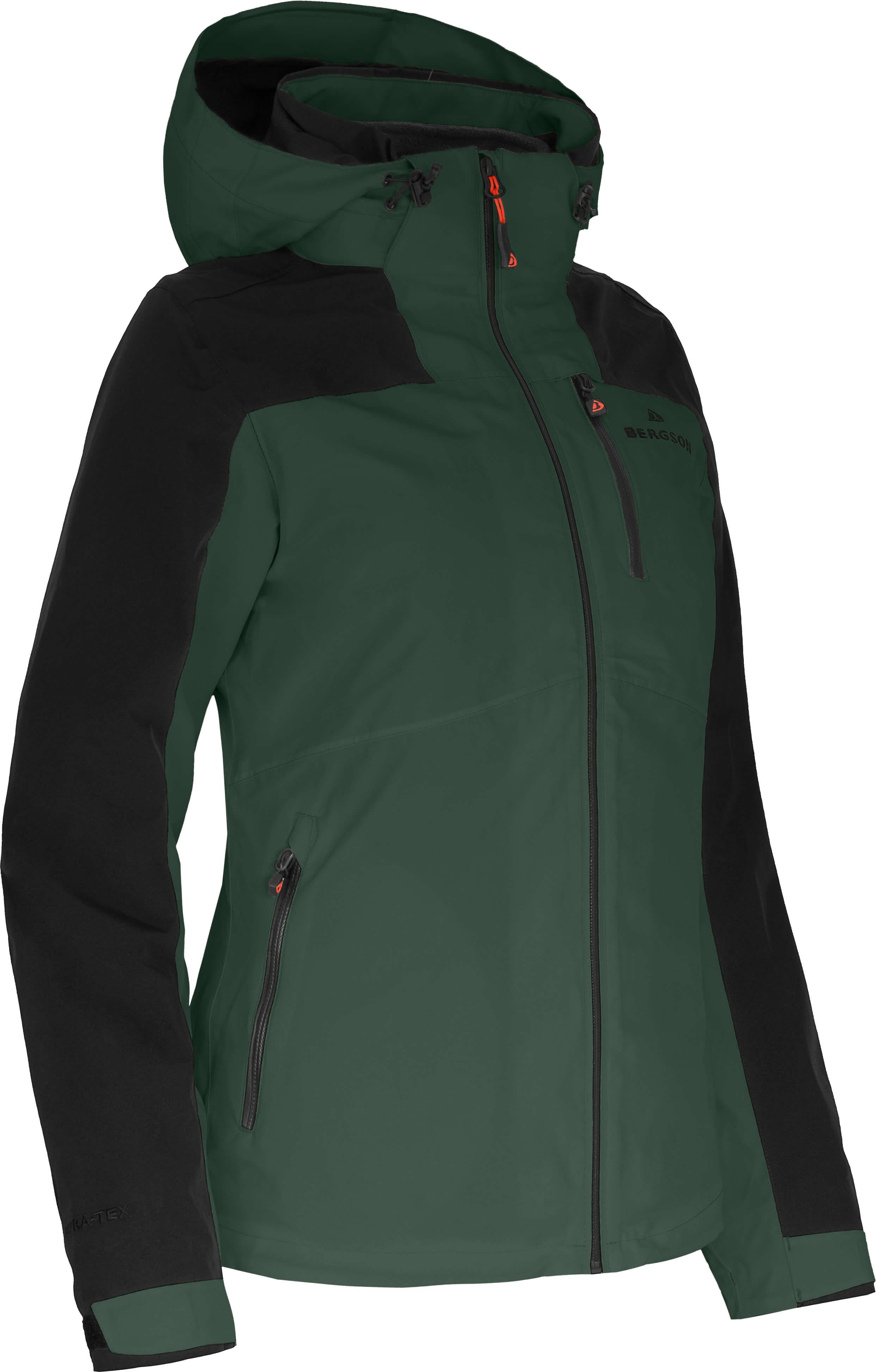 Bergson Outdoorjacke KURRIKA Doppeljacke Damen Regenjacke, Fleece Innenjacke, 20000 mm Wassersäule, Normalgrößen, dunkel grün