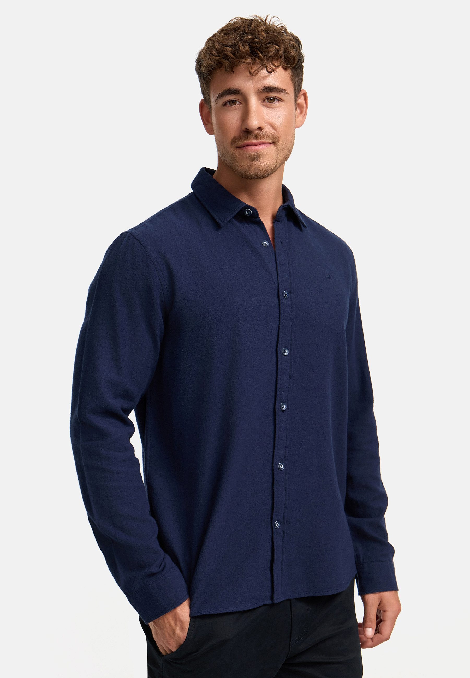 Indicode Langarmhemd Herren INGilman Herrenhemd Langarm aus 100 % Baumwolle, mit Kentkragen