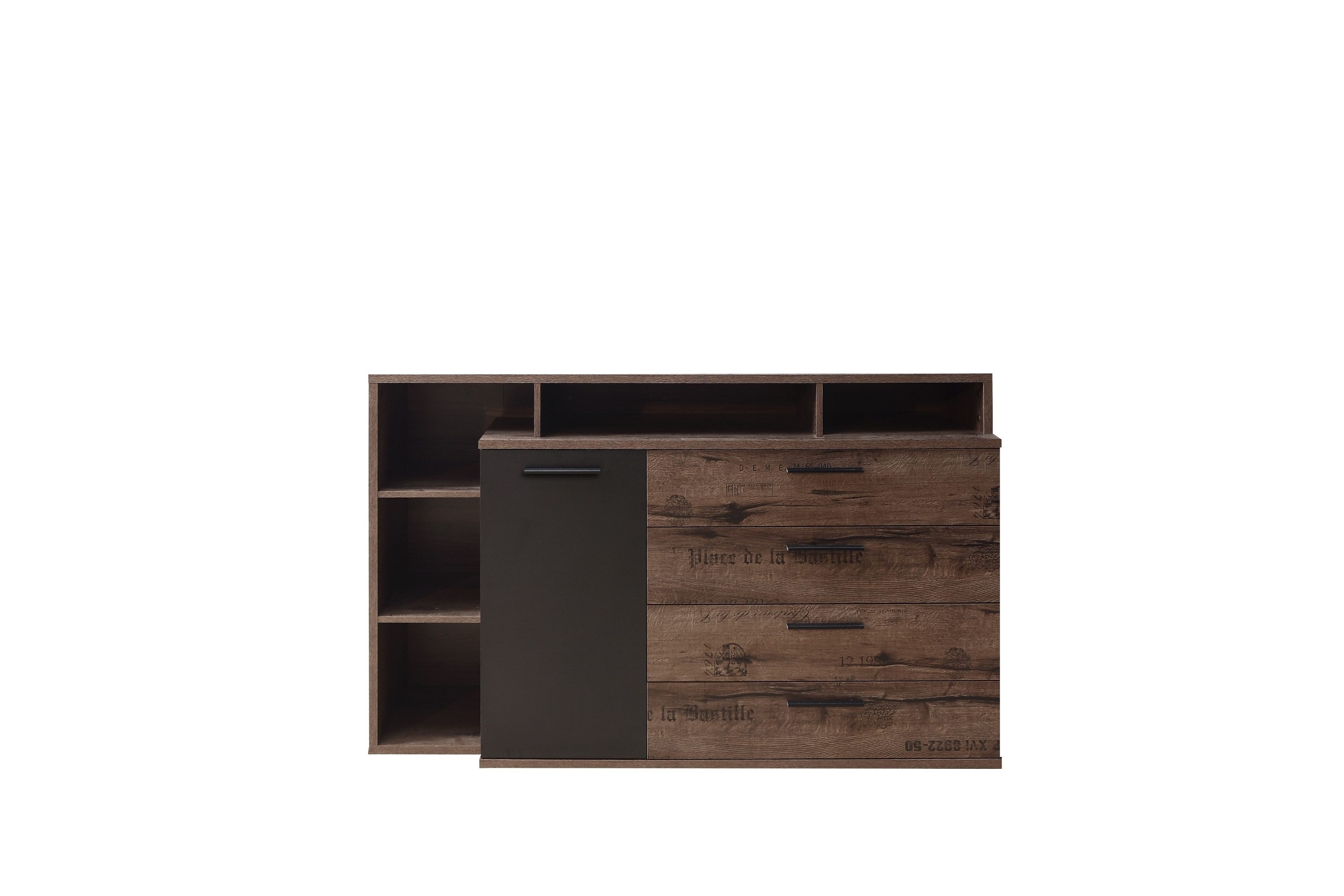 FORTE Kommode in braun,schwarz - 153,1x98,5x41,3cm (BxHxT)