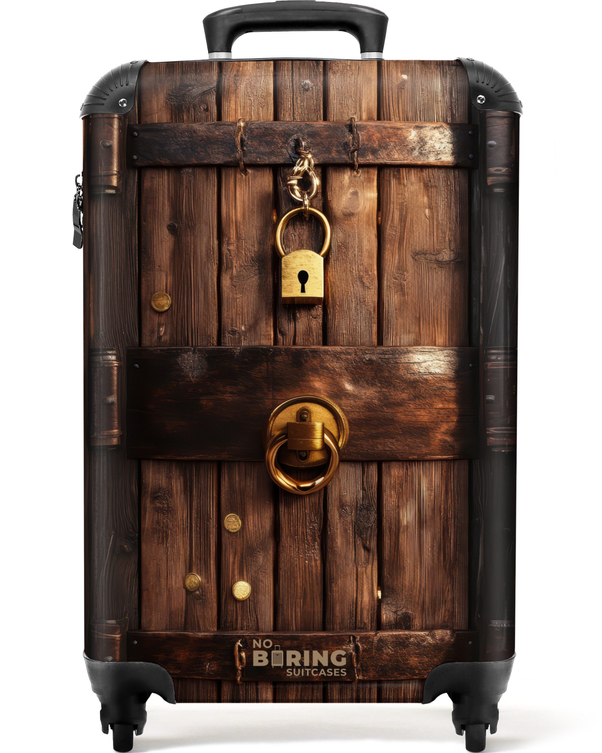 NoBoringSuitcases.com© Hartschalen-Trolley Goldschatz hinter Holztür verste günstig online kaufen
