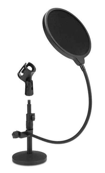 McGrey Mikrofonständer MST-20 Mikrofon Tischstativ, (Kompakt zerlegbar Set, 2-tlg., mit Mikrofonklemme, Reduziergewinde und Popschutz), Stufenlos höhenverstellbar