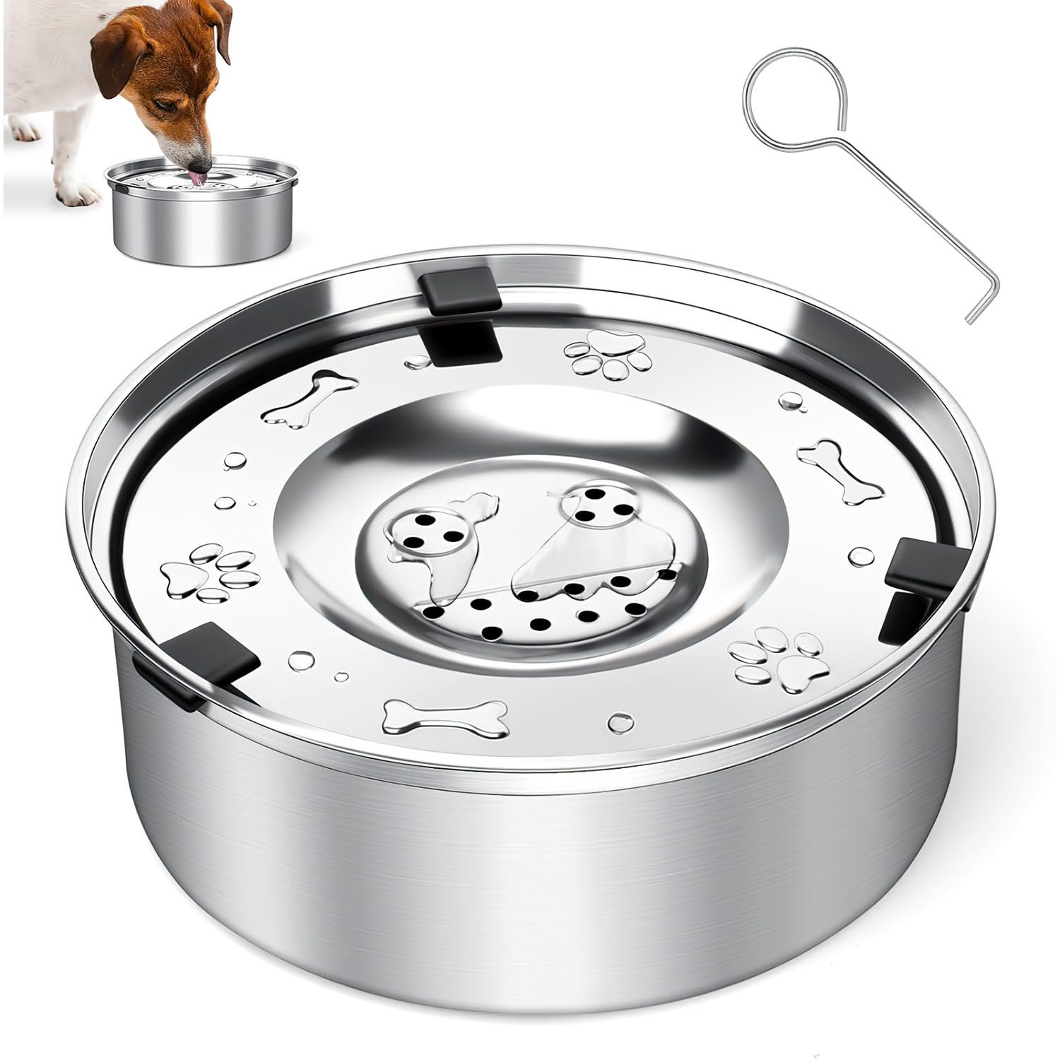 HEYHIPPO Wasserspender Trinknapf für Haustiere aus Edelstahl 304 3 l, Vier günstig online kaufen